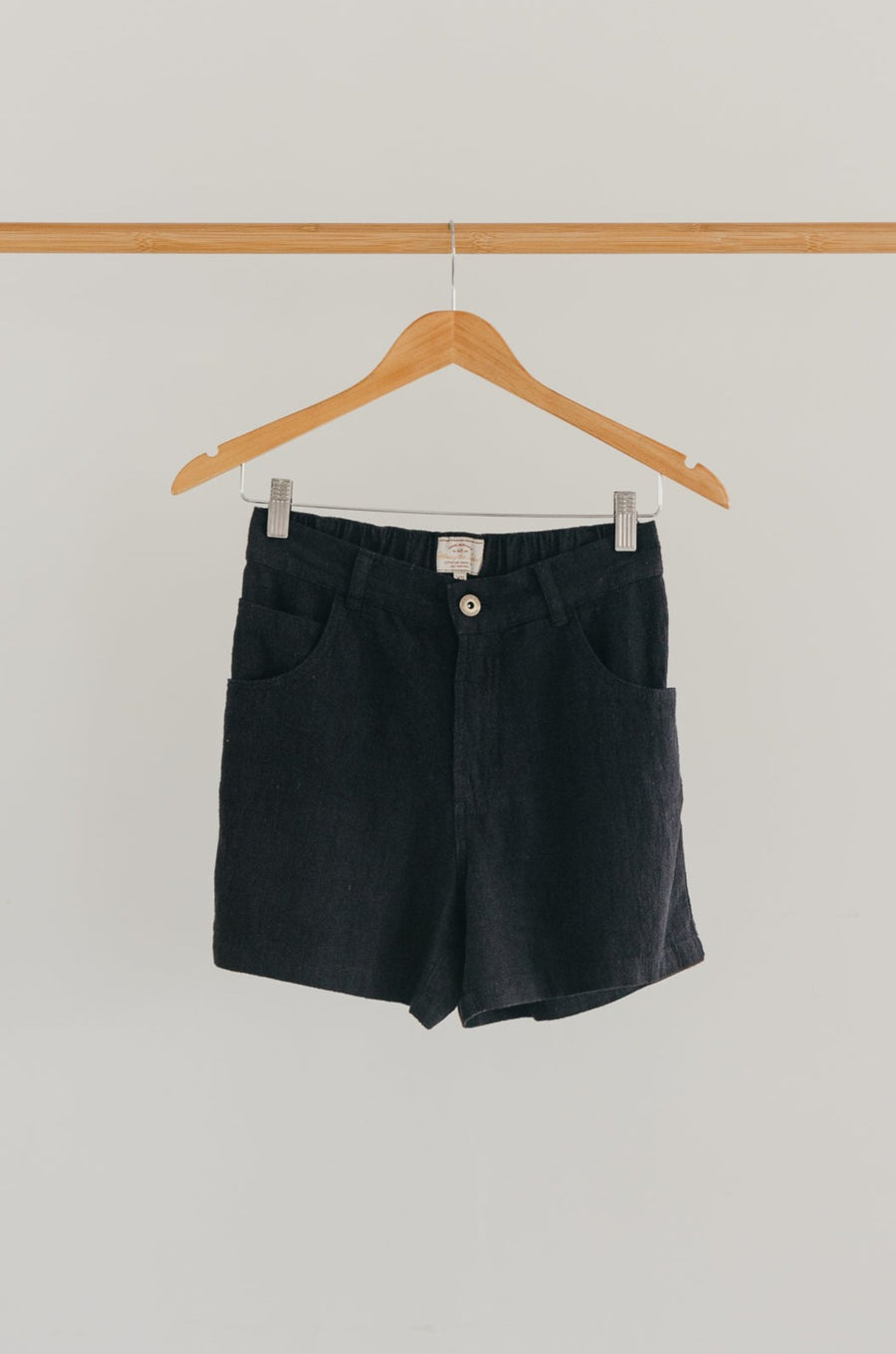 Miller Shorts- Textured Linen Shorts - Washed Black