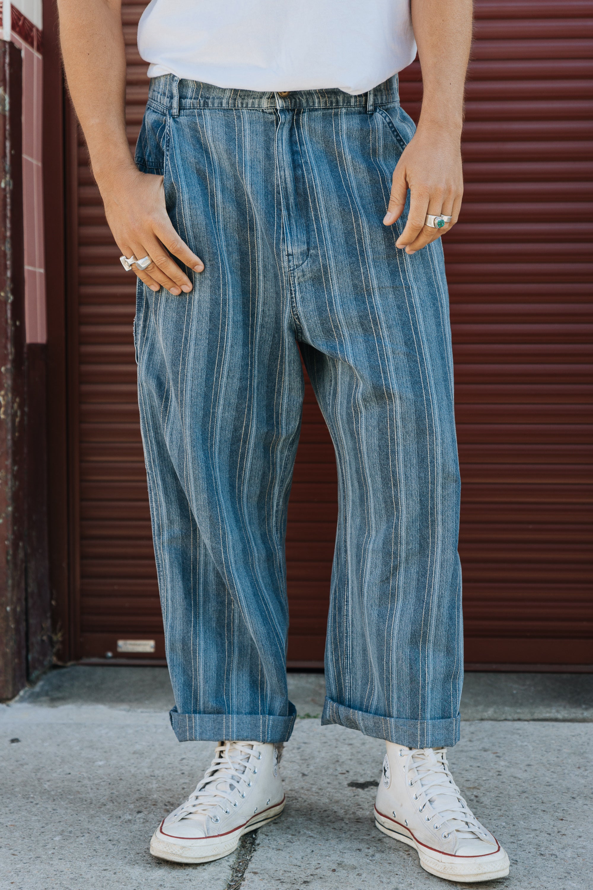 【WONDER WONDER】Hakip Vintage Washing Wide Denim Pants WONDER WONDER】Vintage Washing Back Banding Wide Denim Hakip