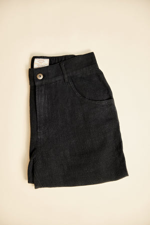 Miller - Unisex Textured Linen Pants - Washed Black