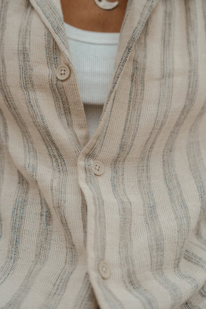 Tosman - Unisex Textured Short Sleeve Stripe Shirt