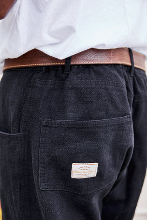 Miller - Textured Linen Pants - Washed Black
