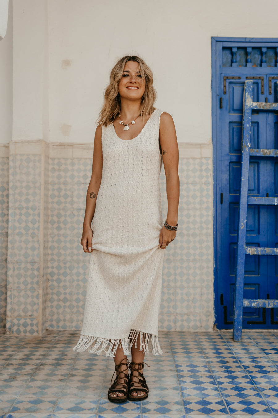Amal - Beige Textured Dress