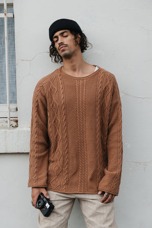 Rory Cable Knit Sweater - Brown
