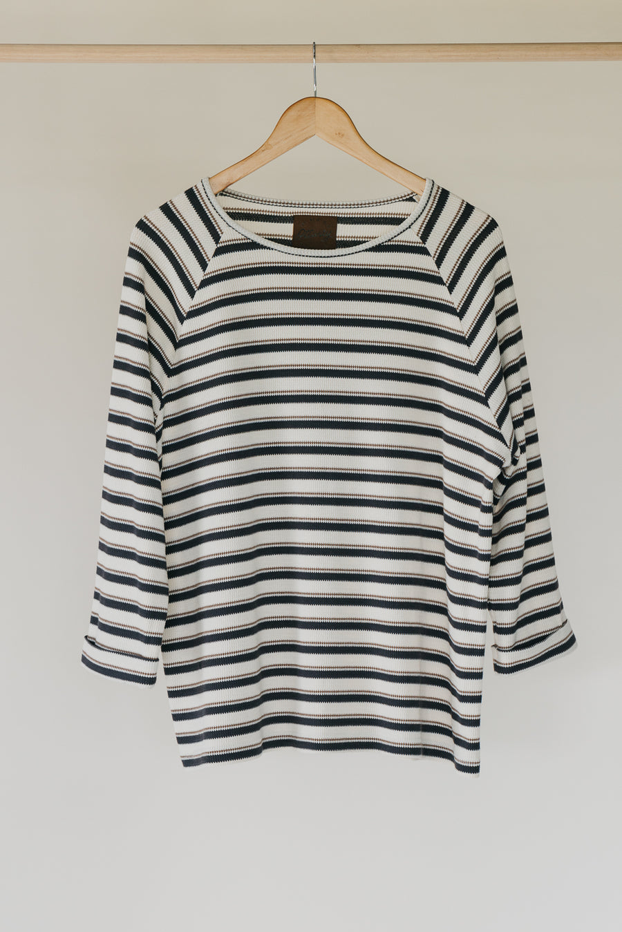Striped Long Sleeve Unisex T-Shirt - Blue and Cream