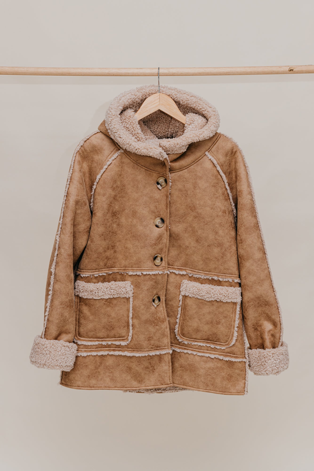 Wildway Sherpa Suede Jacket - Light Brown