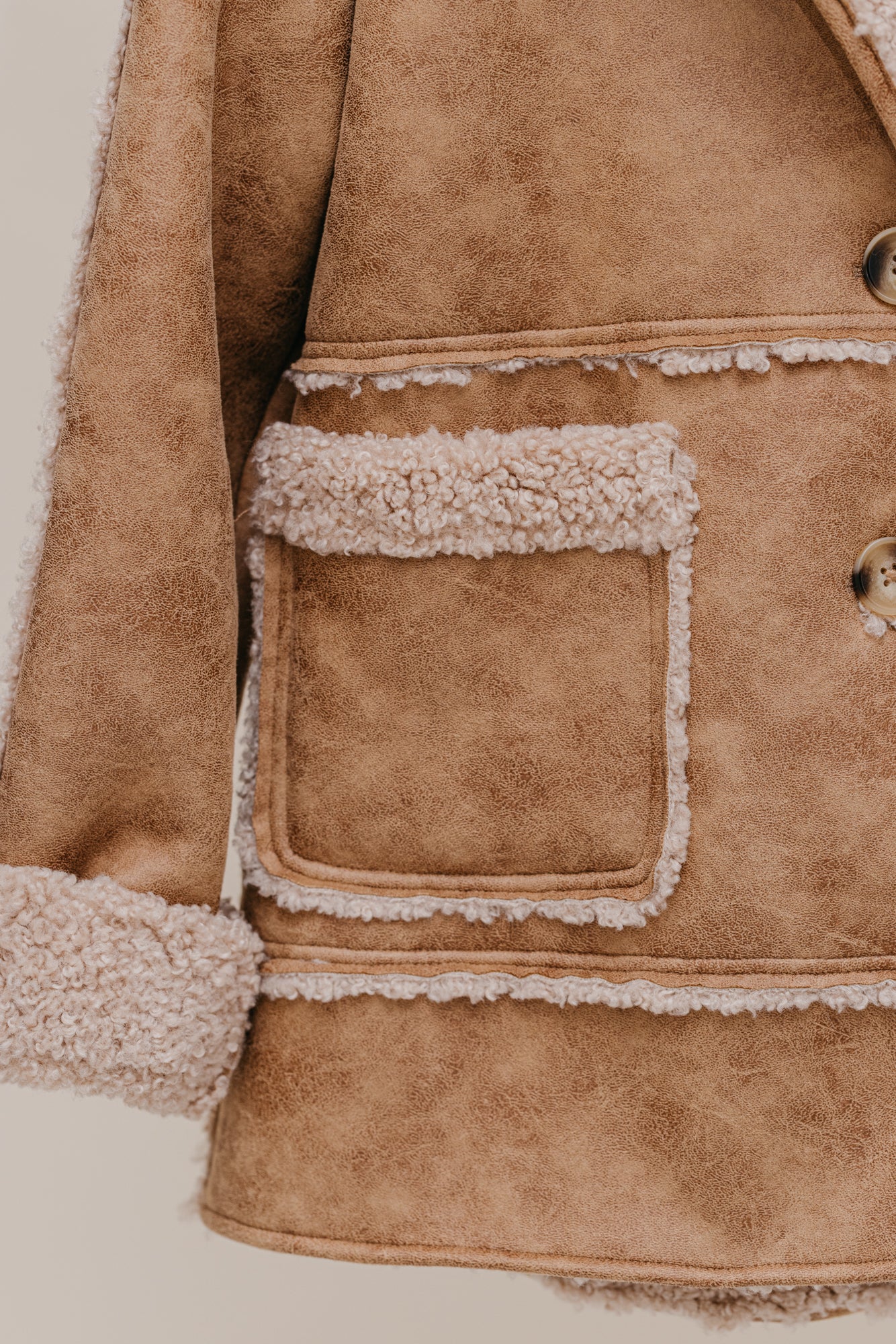 Wildway Sherpa Suede Jacket - Light Brown