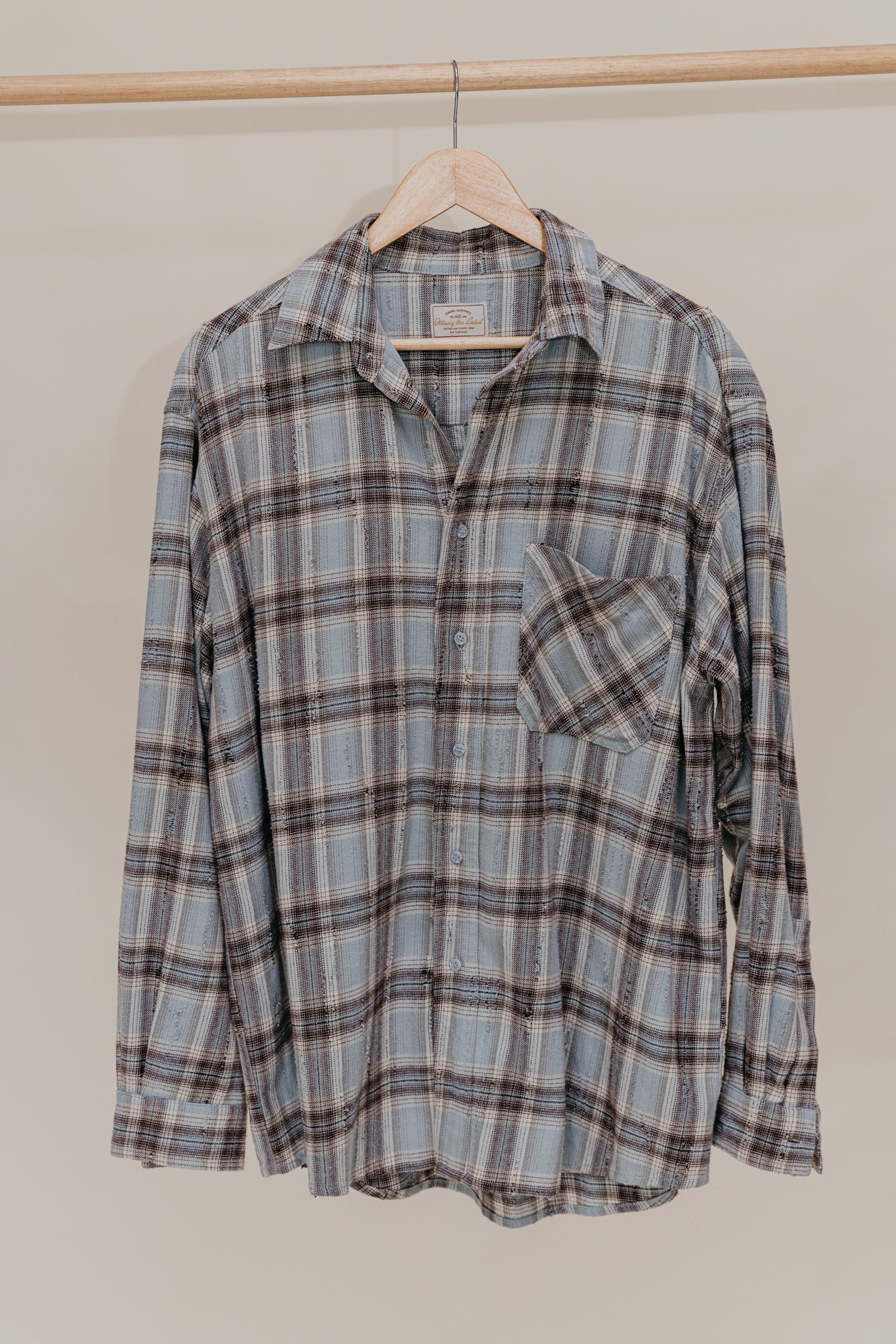Evans Plaid Shirt - Distressed Blue Grey