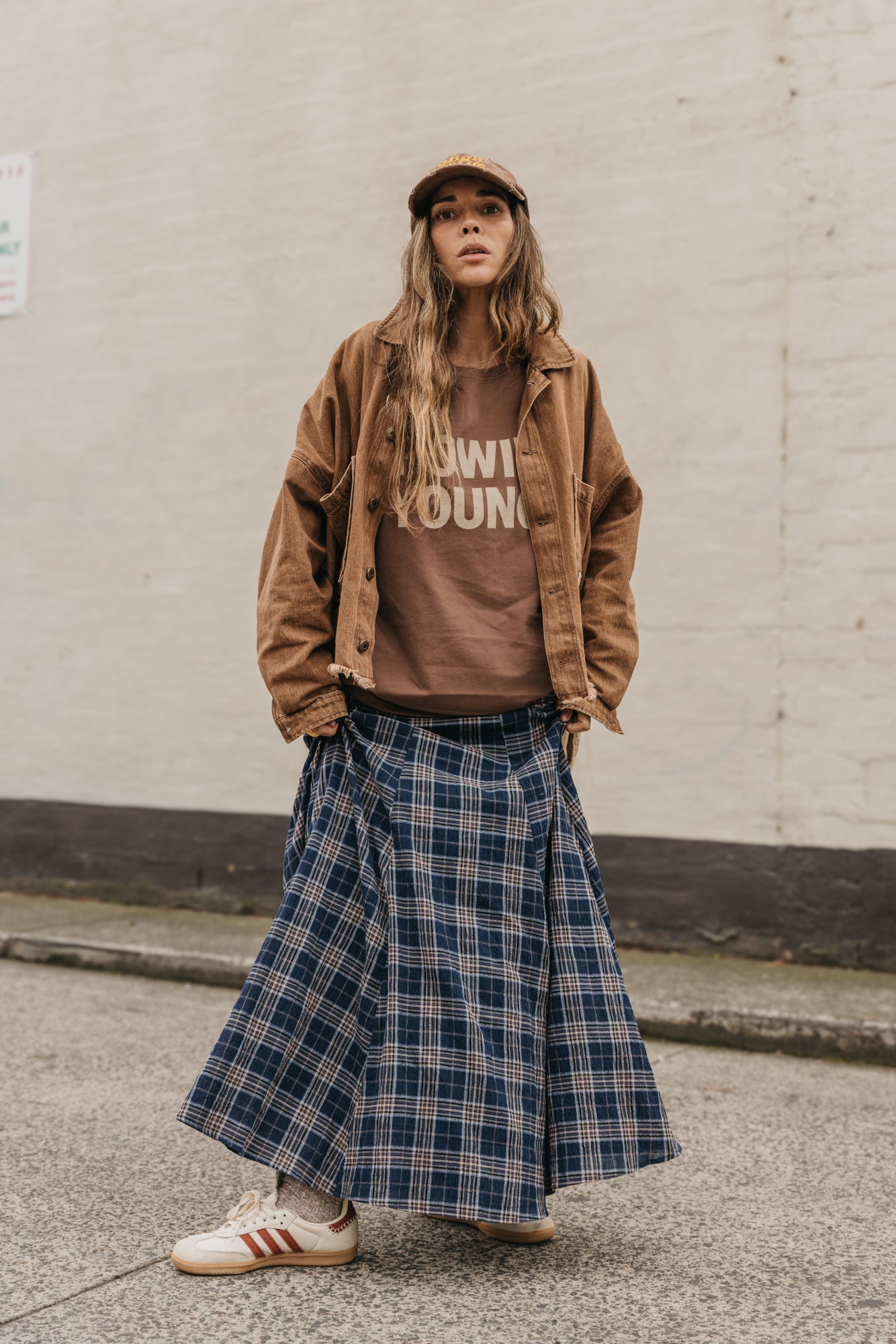 Keira Plaid Maxi Skirt - Dark Blue