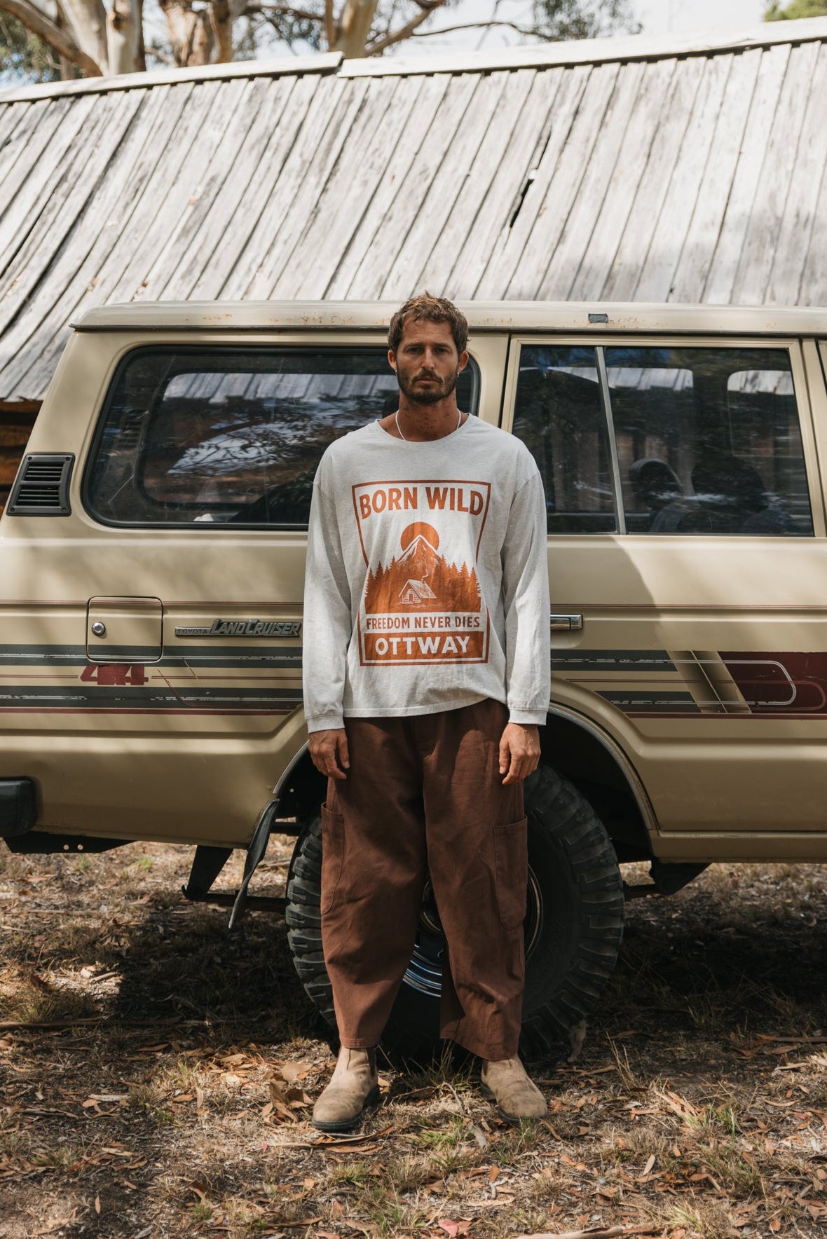 Born Wild Long Sleeve T-Shirt - Light Grey