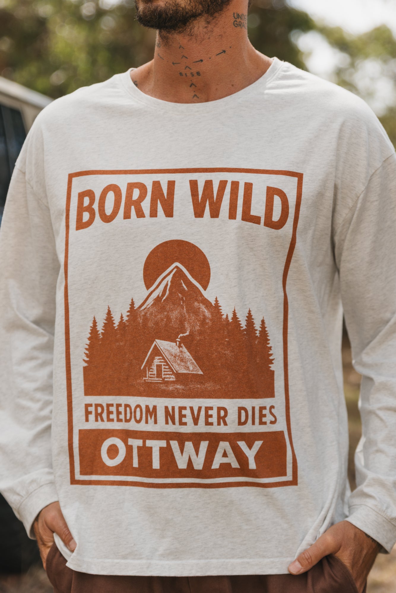 Born Wild Long Sleeve T-Shirt - Light Grey