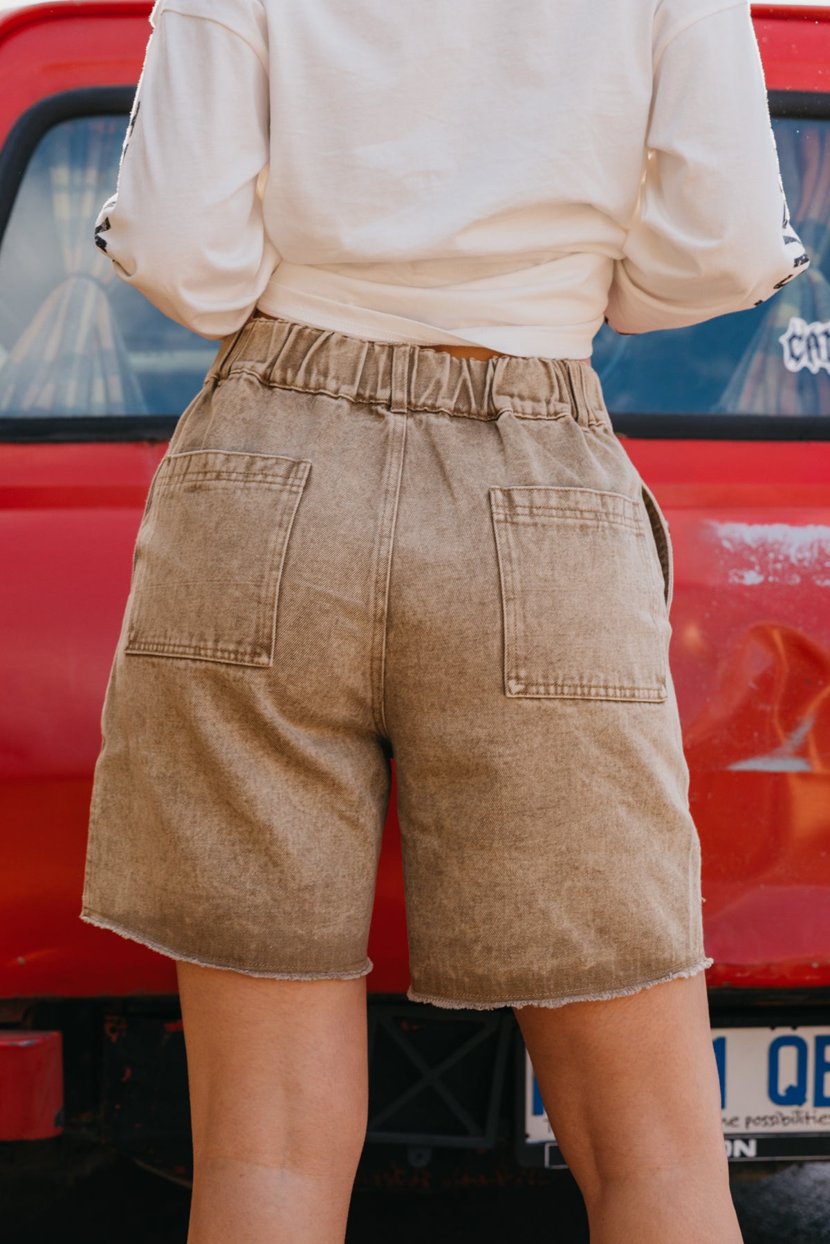 Overland Unisex Shorts - Washed Brown Denim