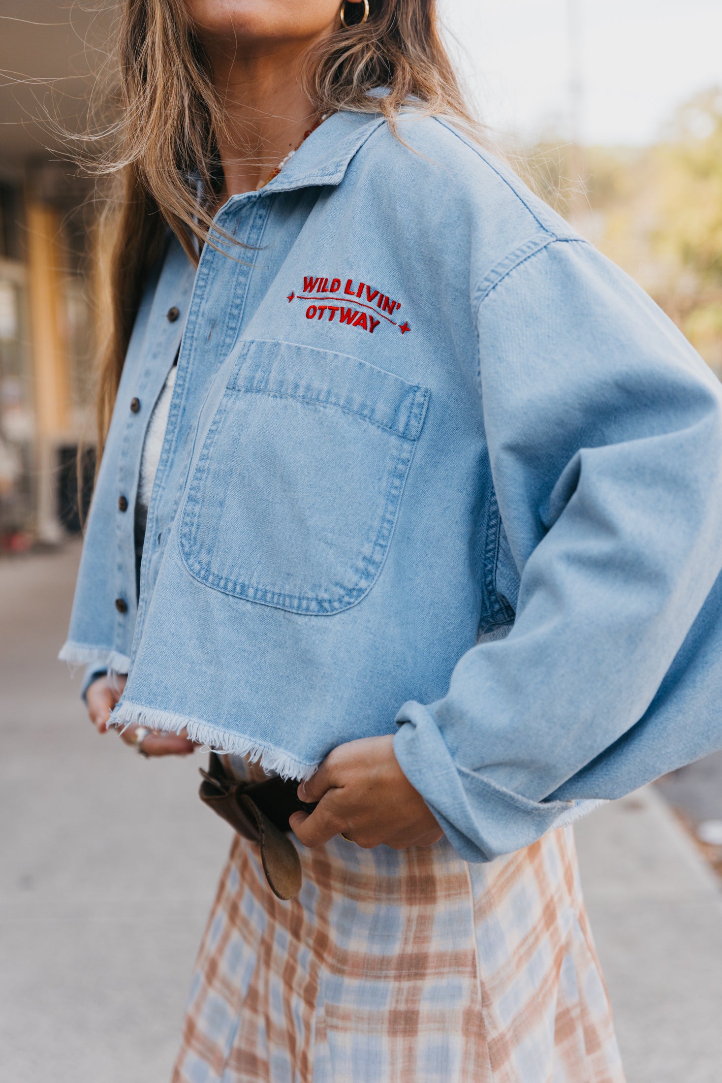 Wild Livin - Cropped Denim Shirt