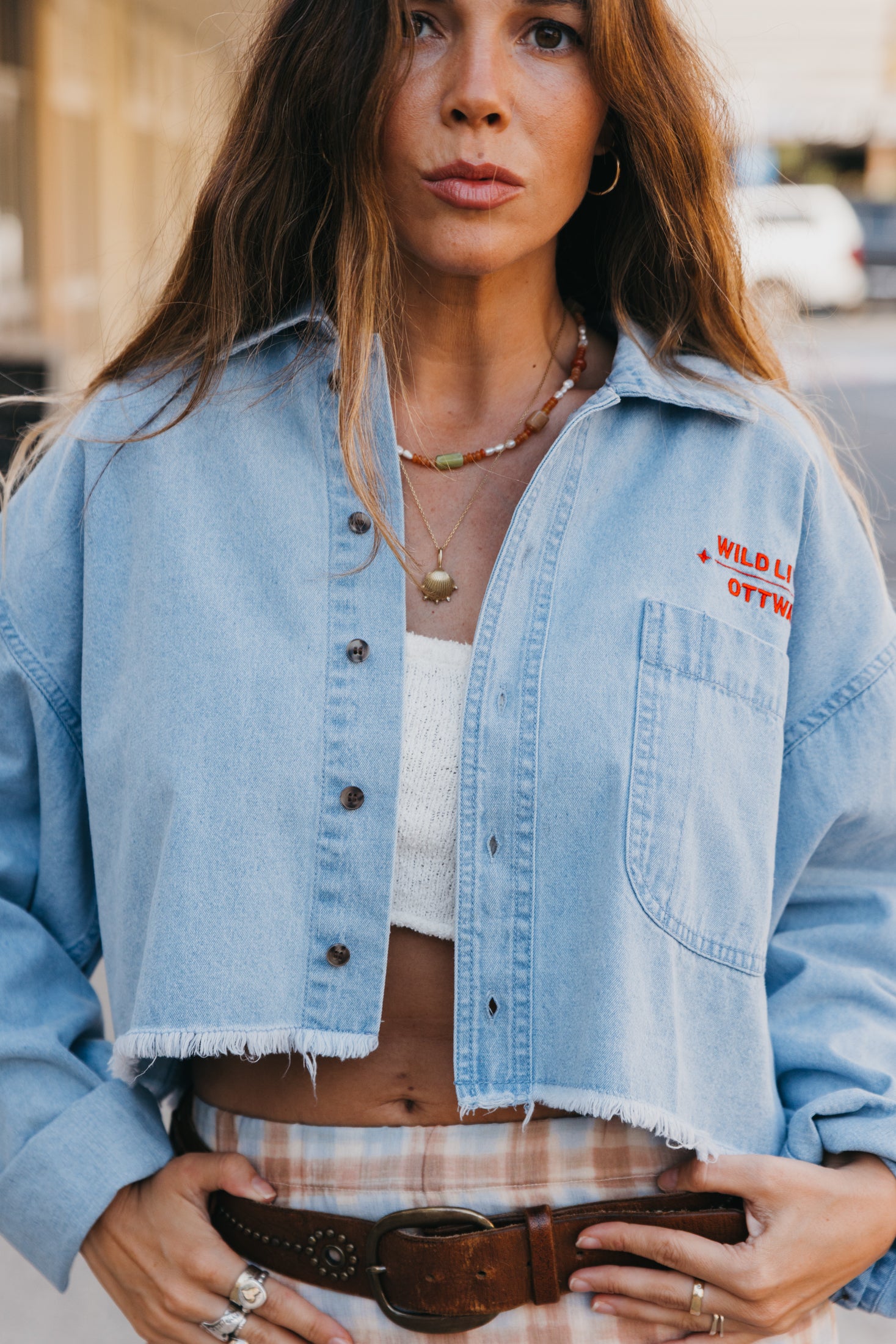 Wild Livin - Cropped Denim Shirt