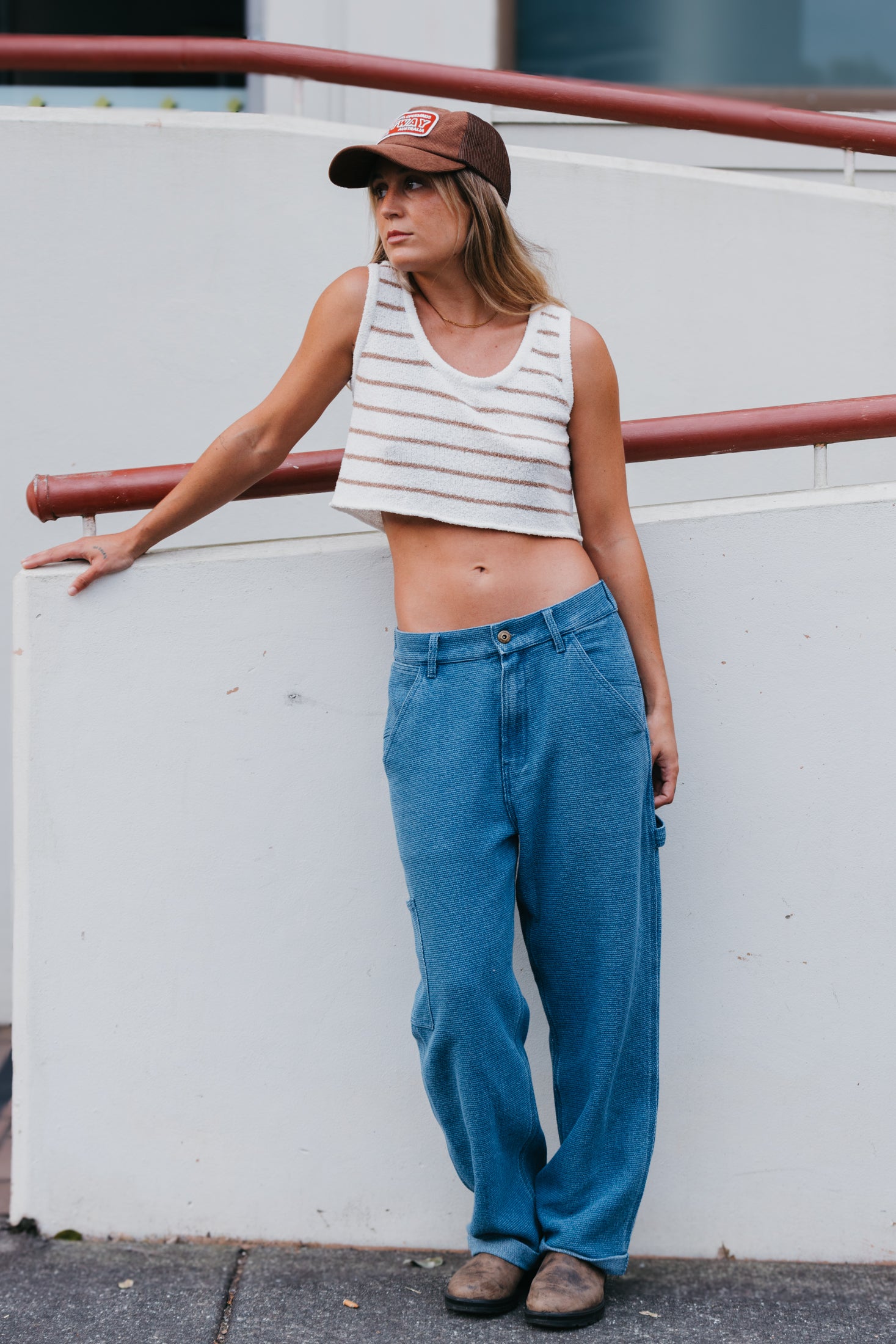Brisa - Striped Textured Rib Knit Tank