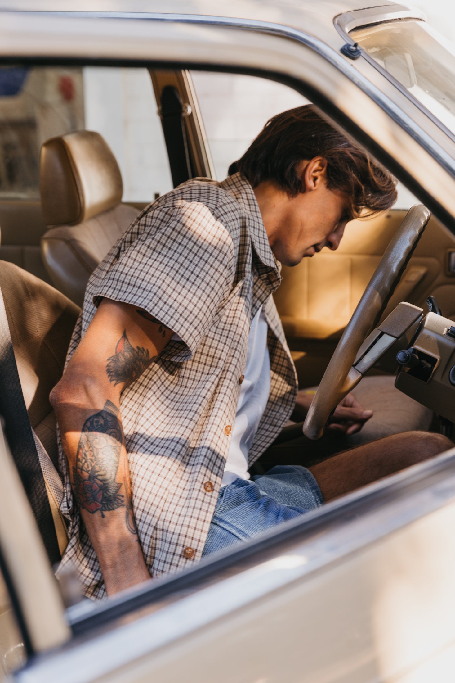 Lennox - Brown Checked Short Sleeve Shirt