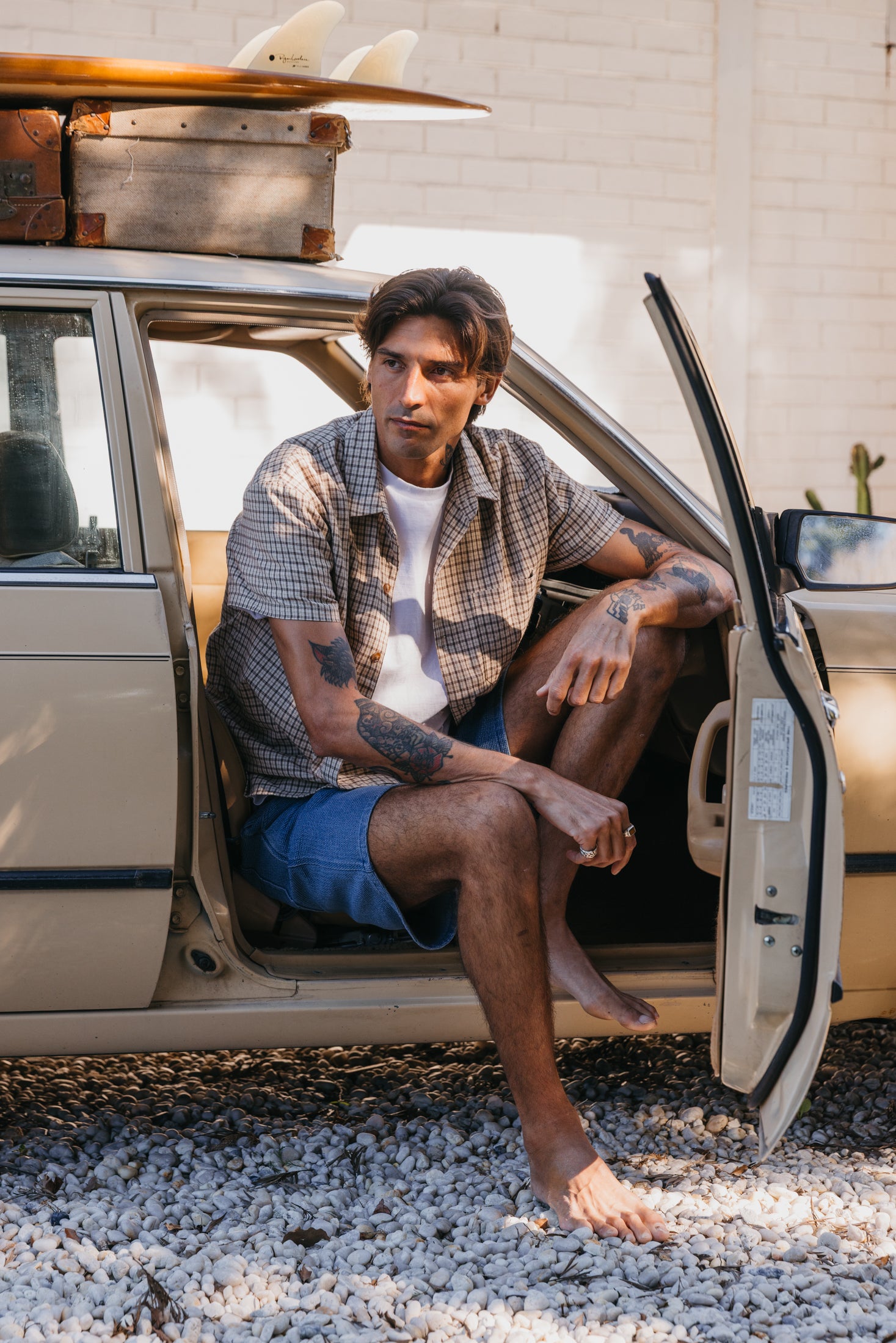 Lennox - Brown Checked Short Sleeve Shirt