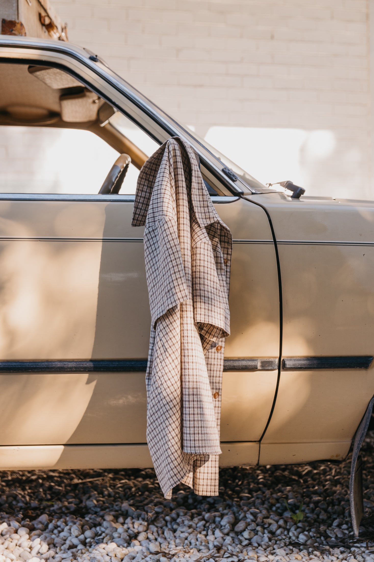 Lennox - Braun kariertes Kurzarmhemd 