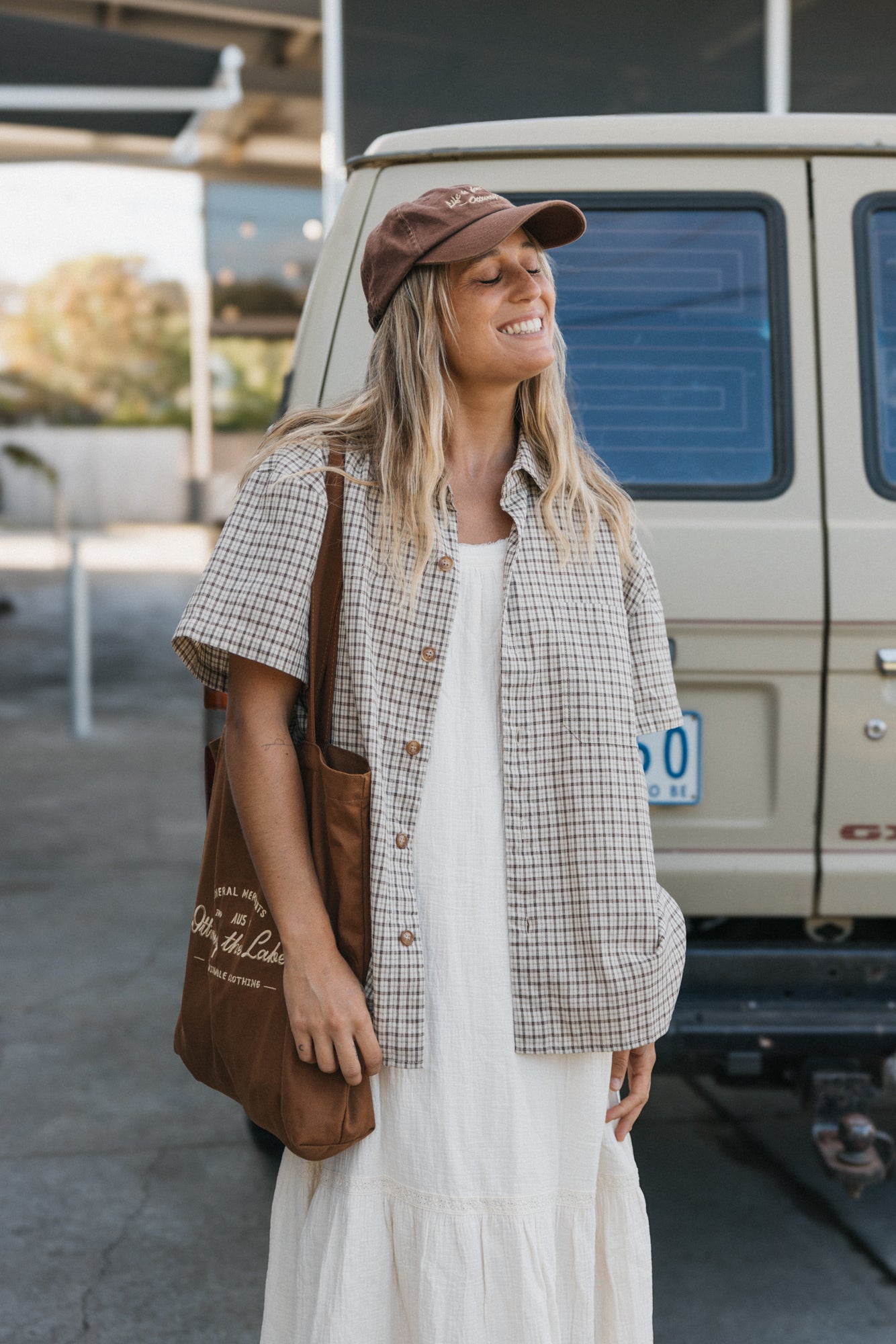 ディクストン - テクスチャードブラウン半袖シャツ