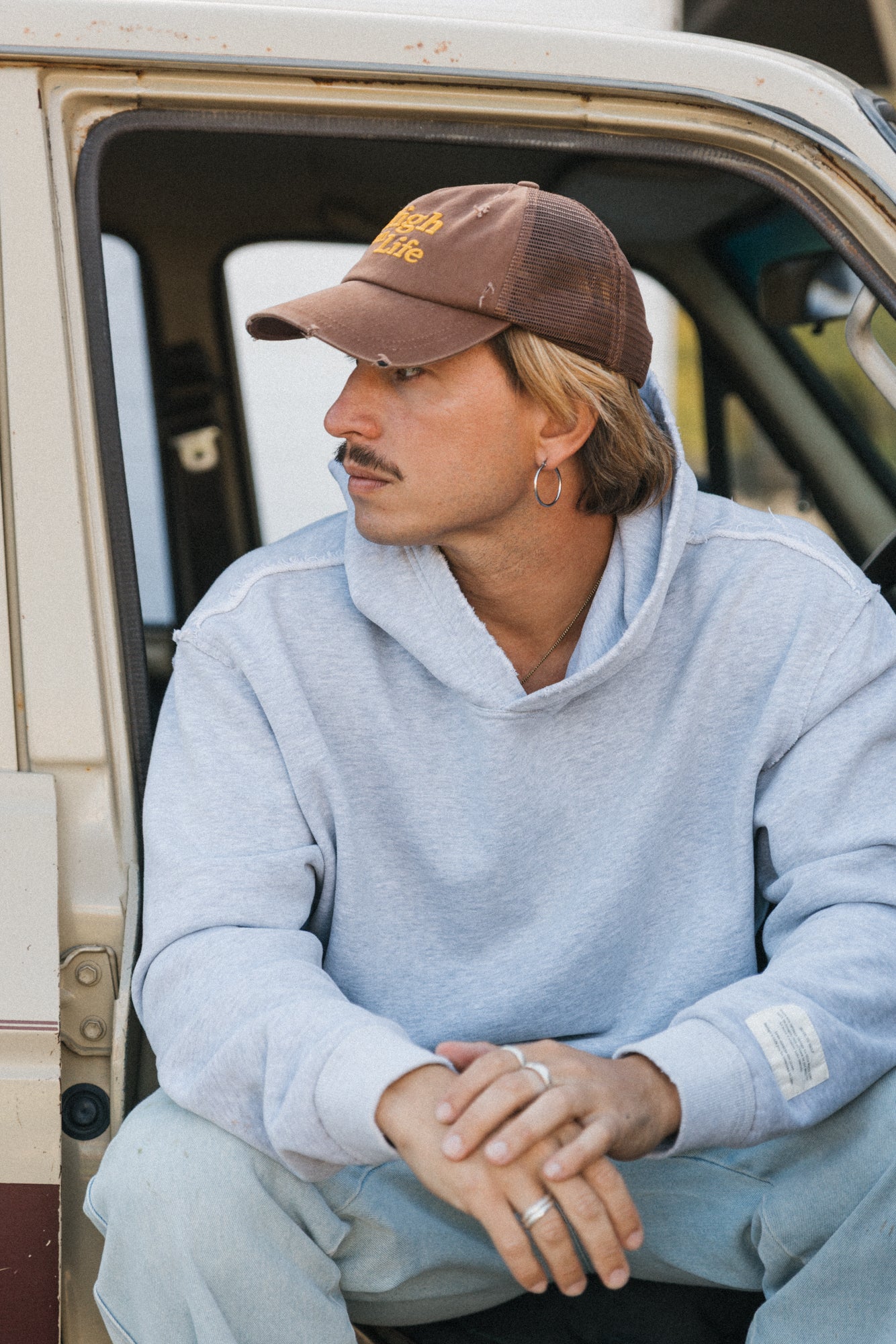 High on Life - Distressed Brown Trucker Cap