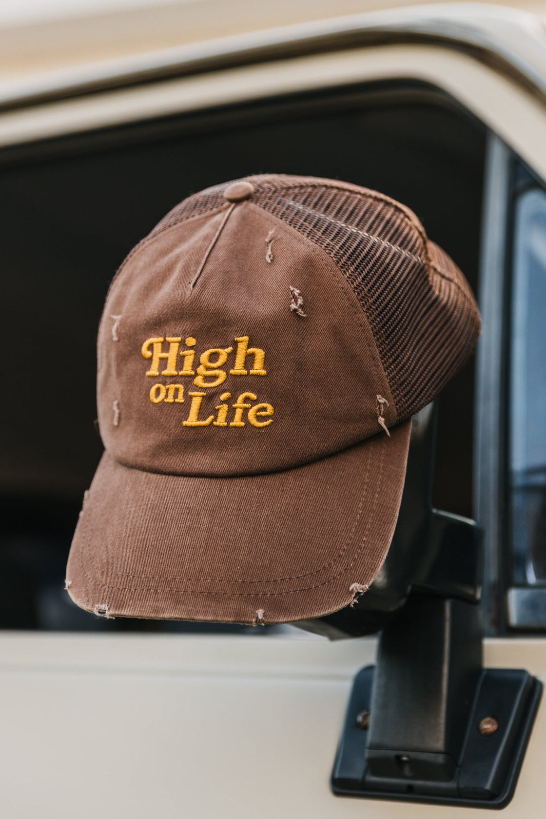 High on Life - Distressed Brown Trucker Cap