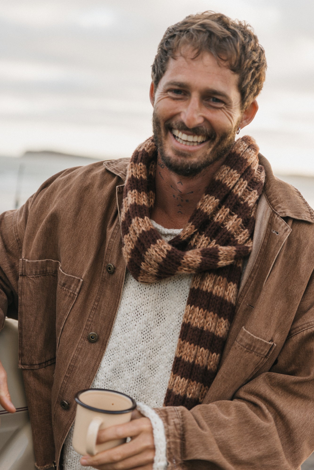 Brownie - Striped Knitted Scarf