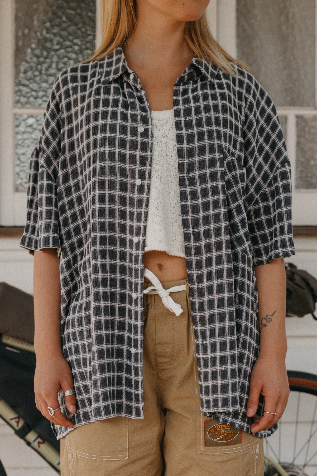 Myles - Checked Soft Charcoal Short Sleeve Unisex Shirt