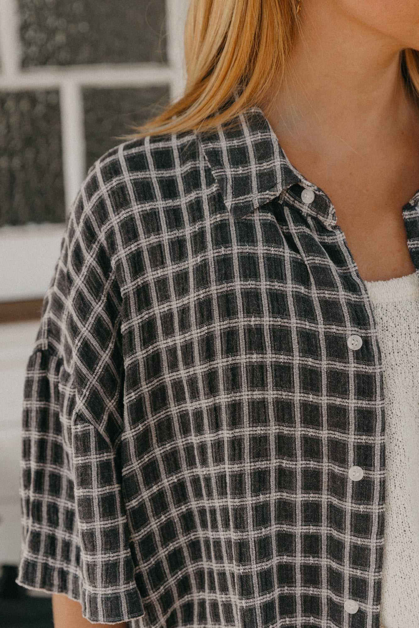 Myles - Checked Soft Charcoal Short Sleeve Unisex Shirt