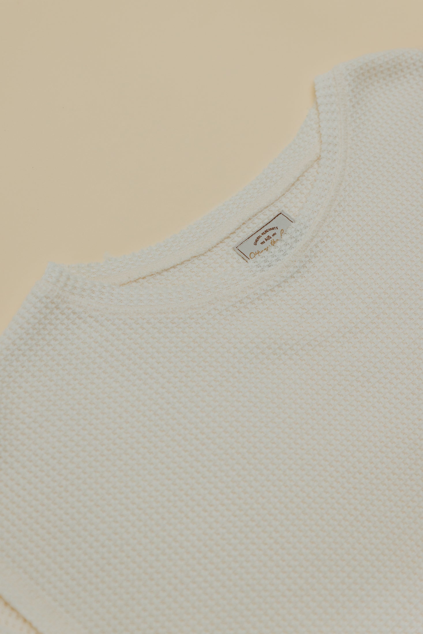 Waffle Crew Neck Long Sleeve Unisex T-Shirt - White