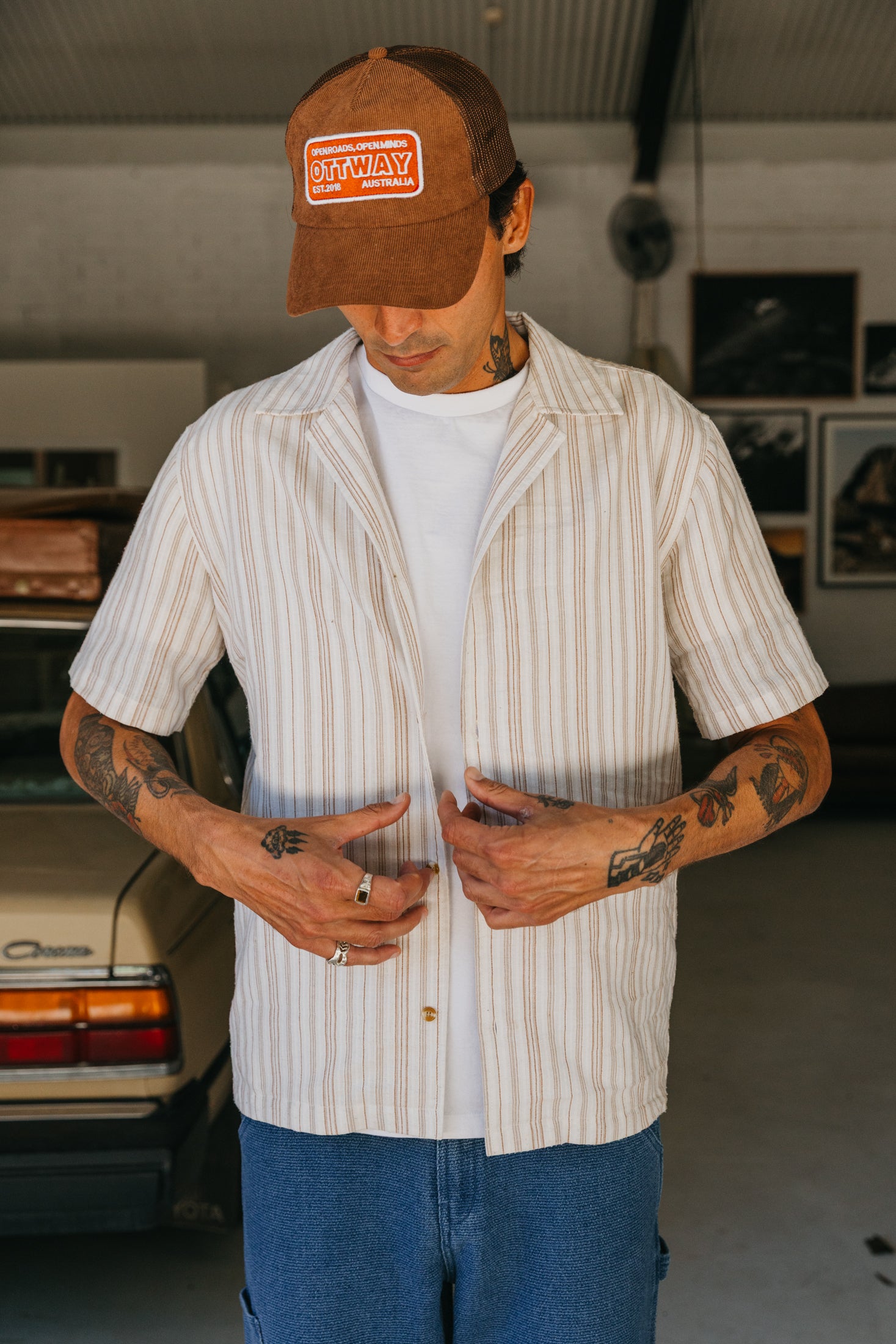 Bailey - Textured Striped Short Sleeve Shirt