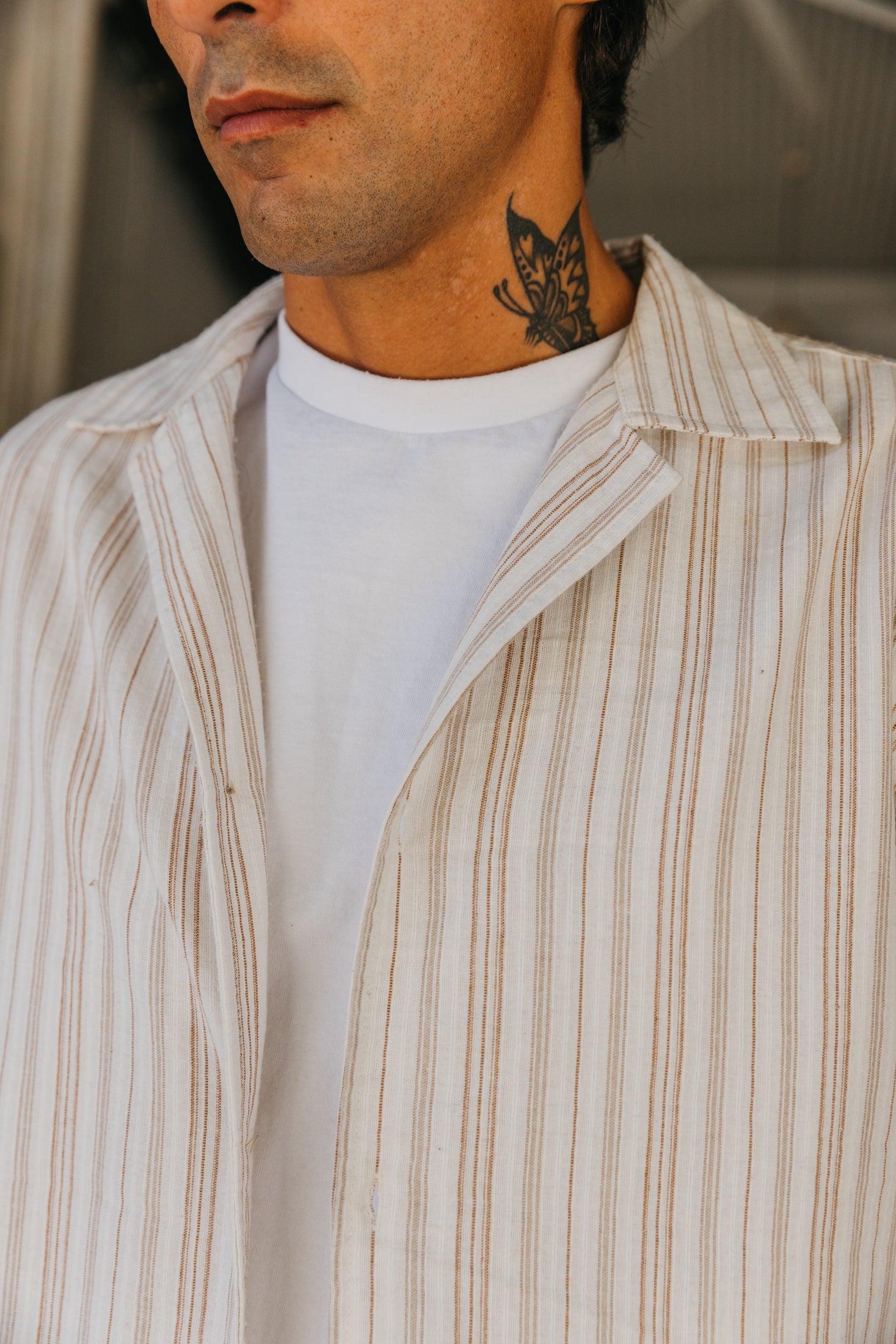 Bailey - Textured Striped Short Sleeve Shirt