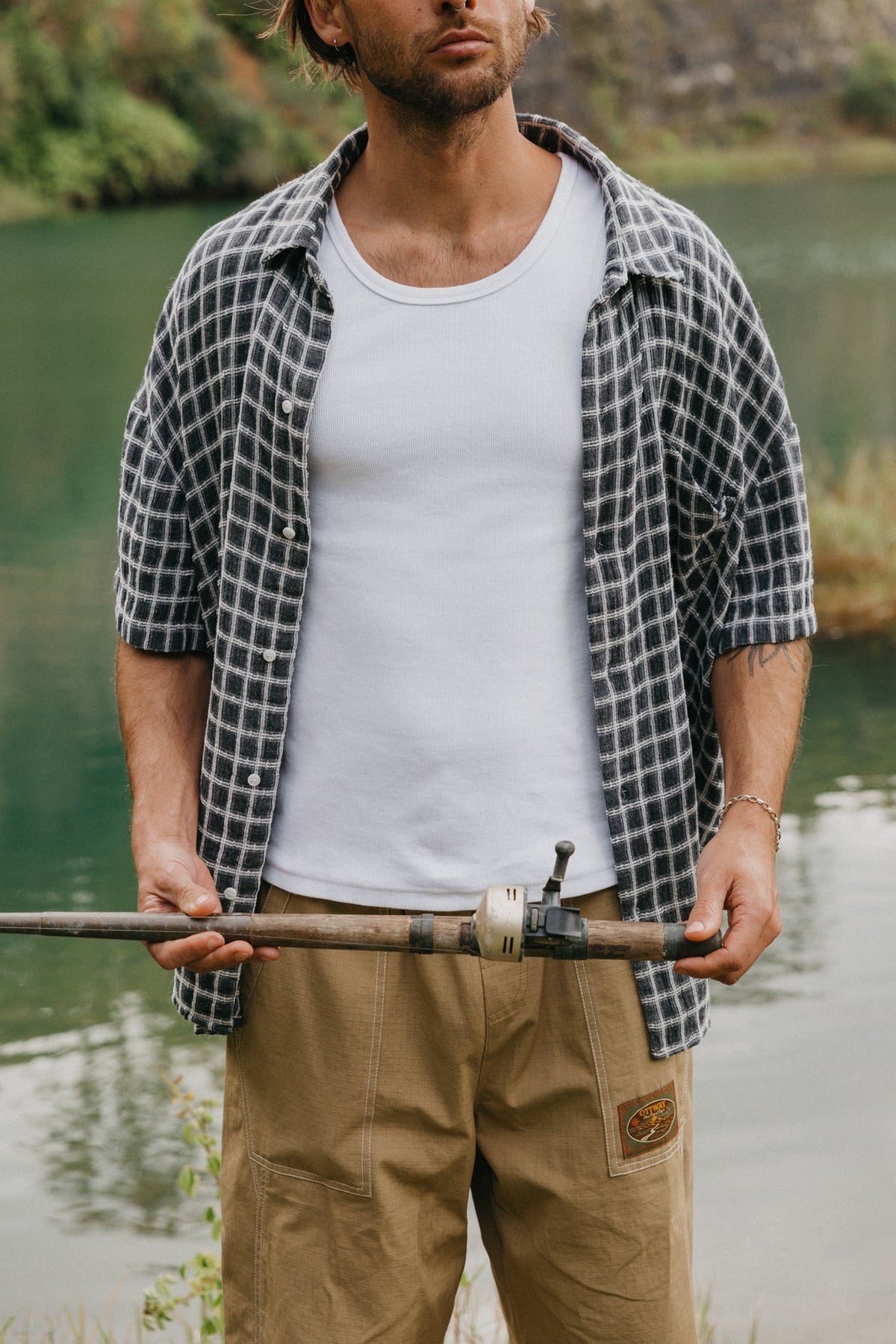 Myles - Checked Soft Charcoal Short Sleeve Shirt