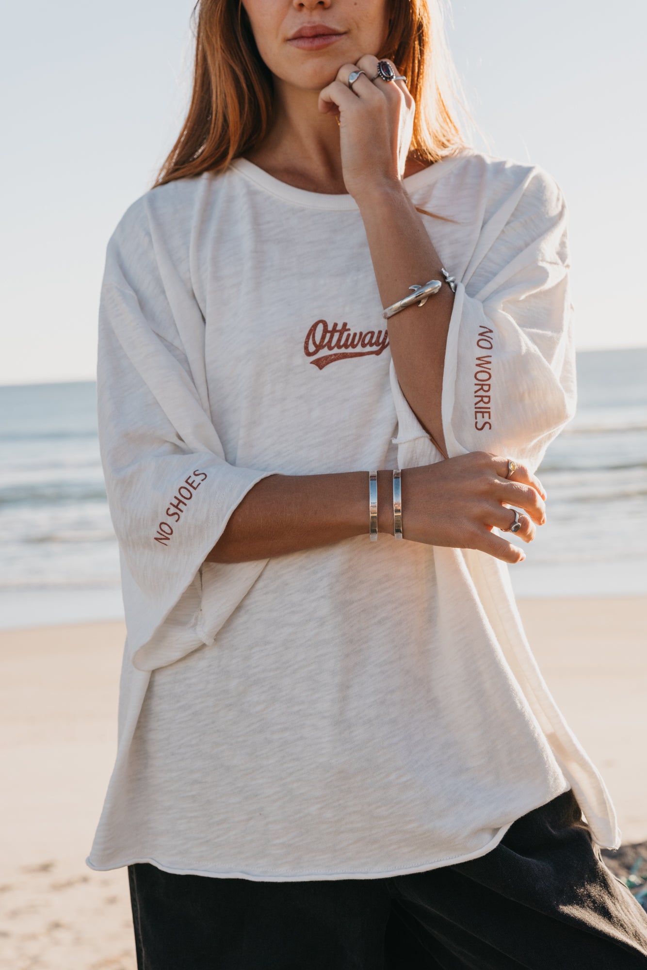 No Worries Oversized Unisex T-Shirt - White