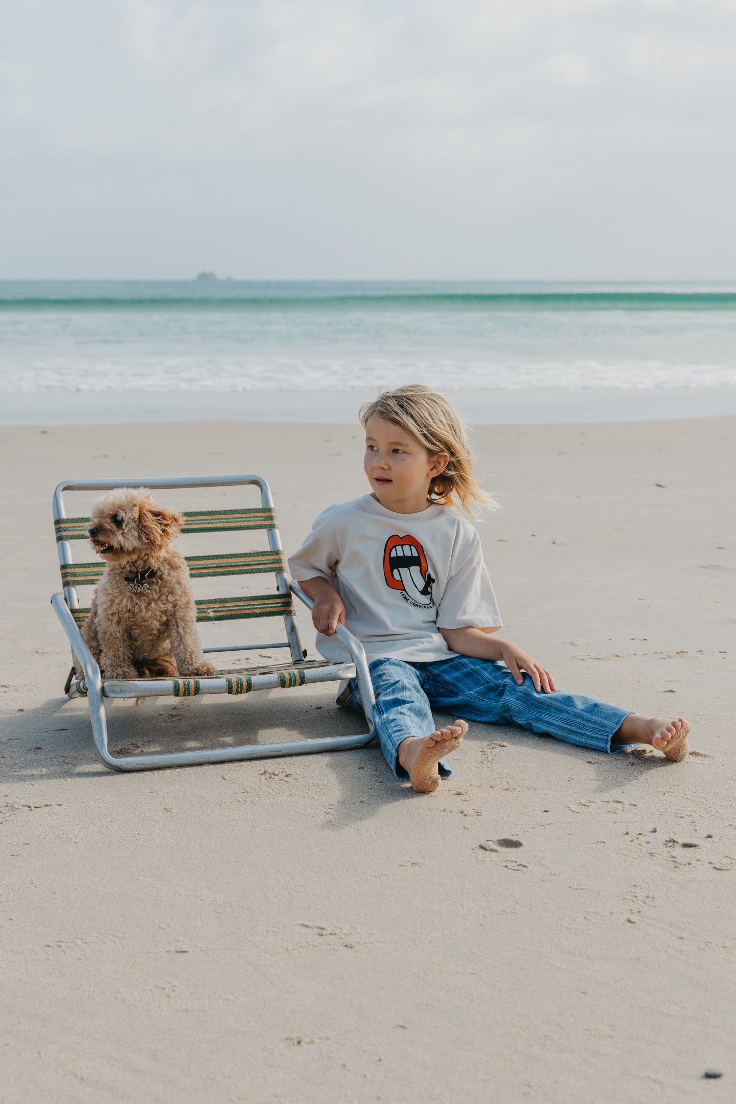 Lazy Waves Off-White T-Shirt - Kids
