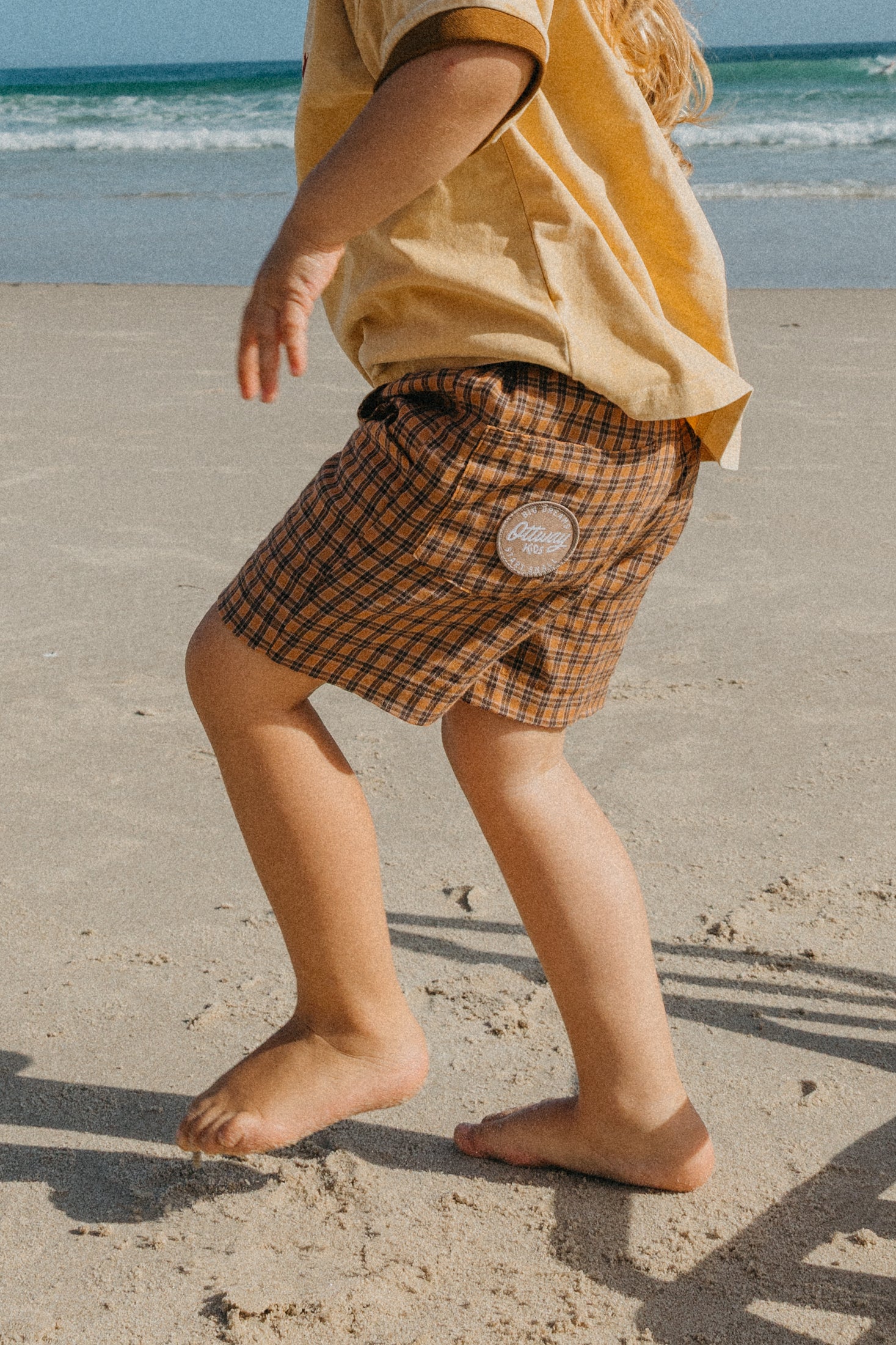 Nomad Brown Checked Shorts - Kids
