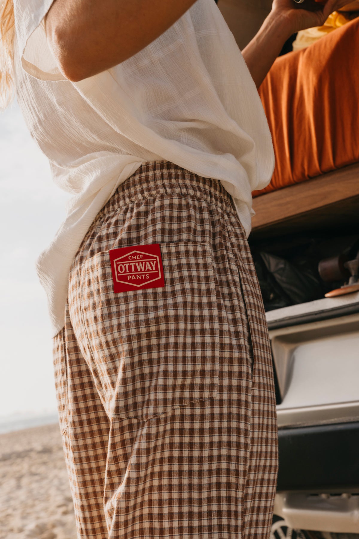 Chef Ottway Pants Unisex - Brown and Cream Plaid