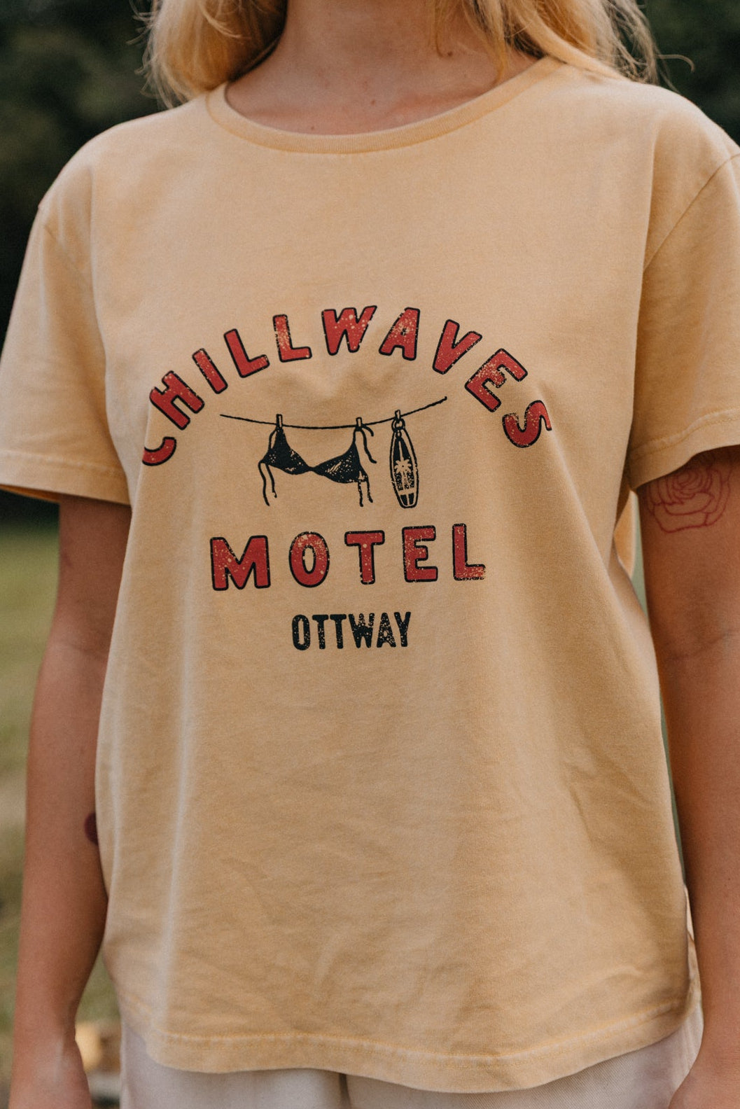 Chill Waves Motel Unisex T-Shirt - Soft Mustard Yellow