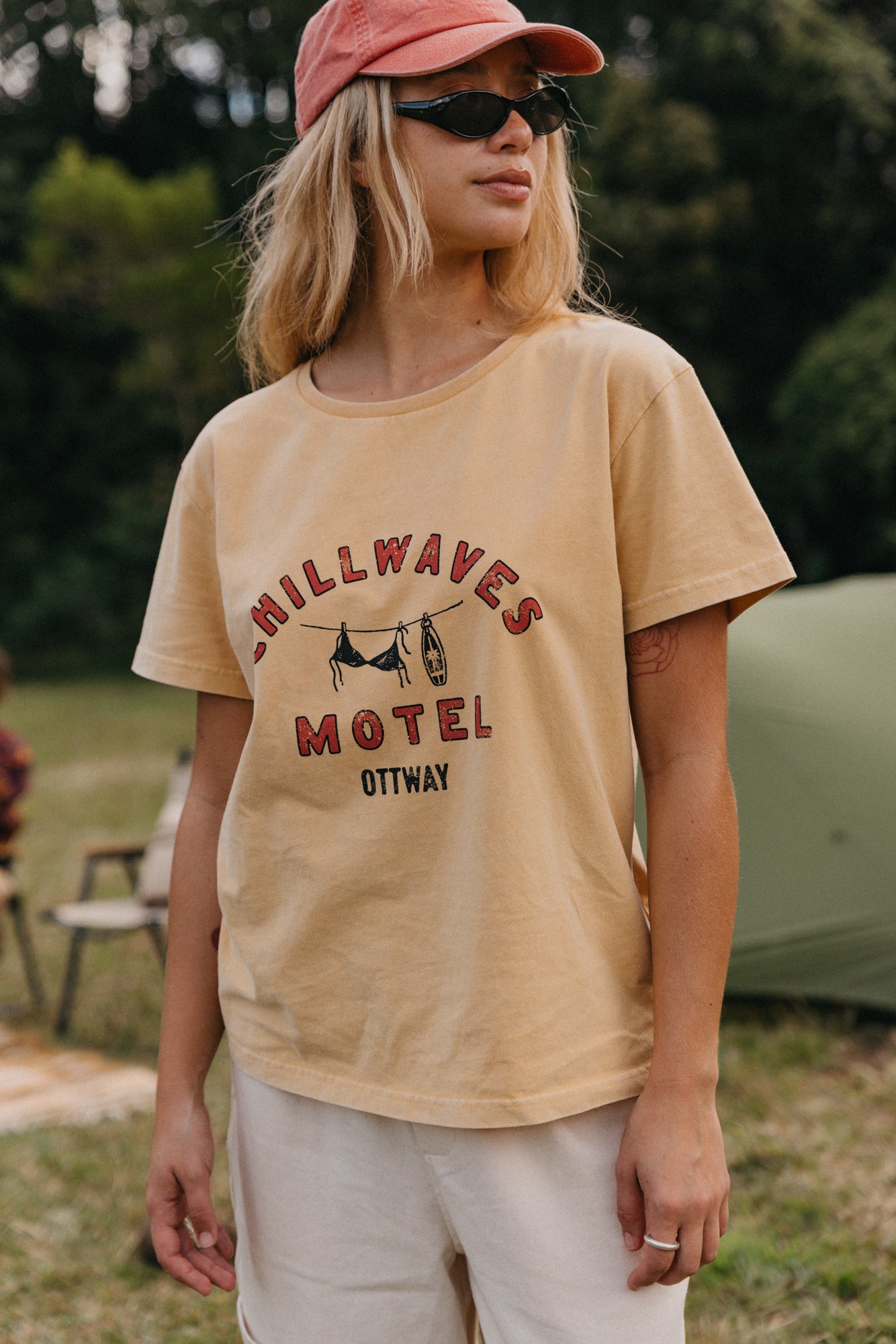 Chill Waves Motel Unisex T-Shirt - Soft Mustard Yellow