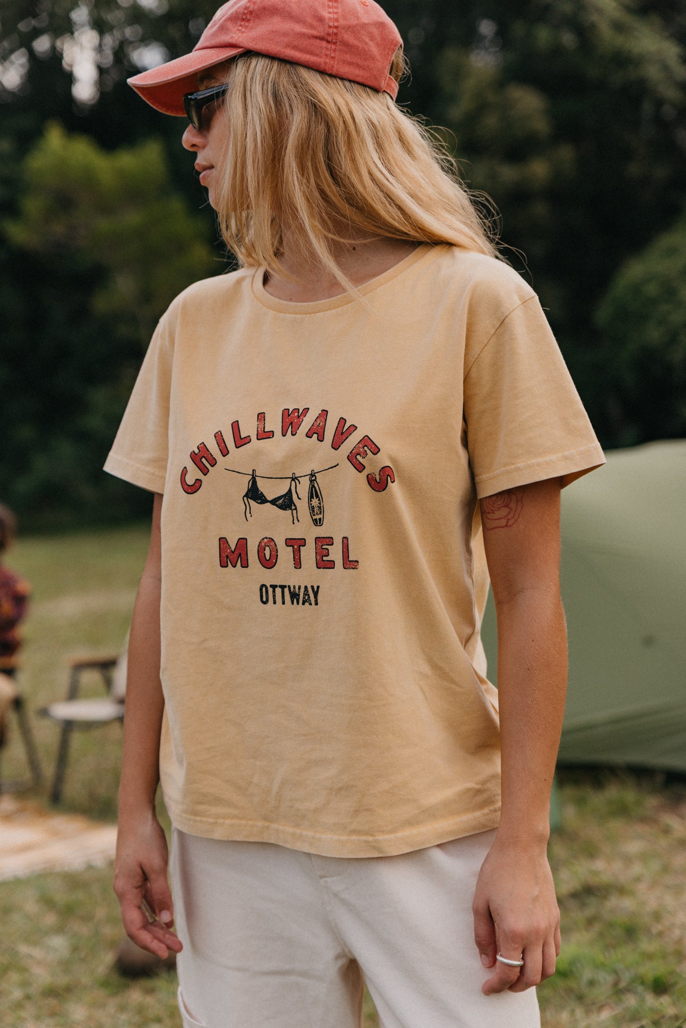 Chill Waves Motel Unisex T-Shirt - Soft Mustard Yellow