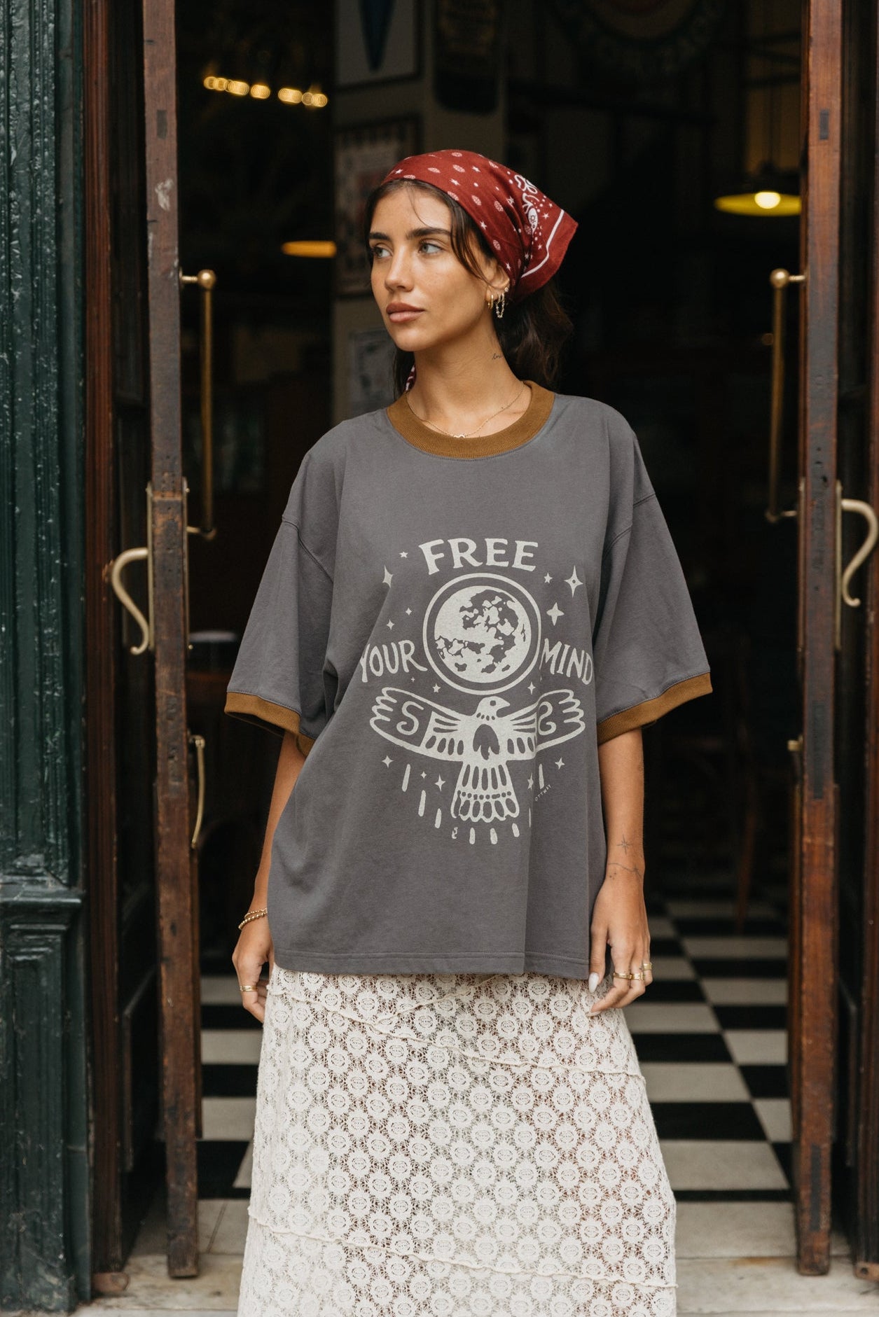 Free Your Mind Oversized T-Shirt - Washed Black