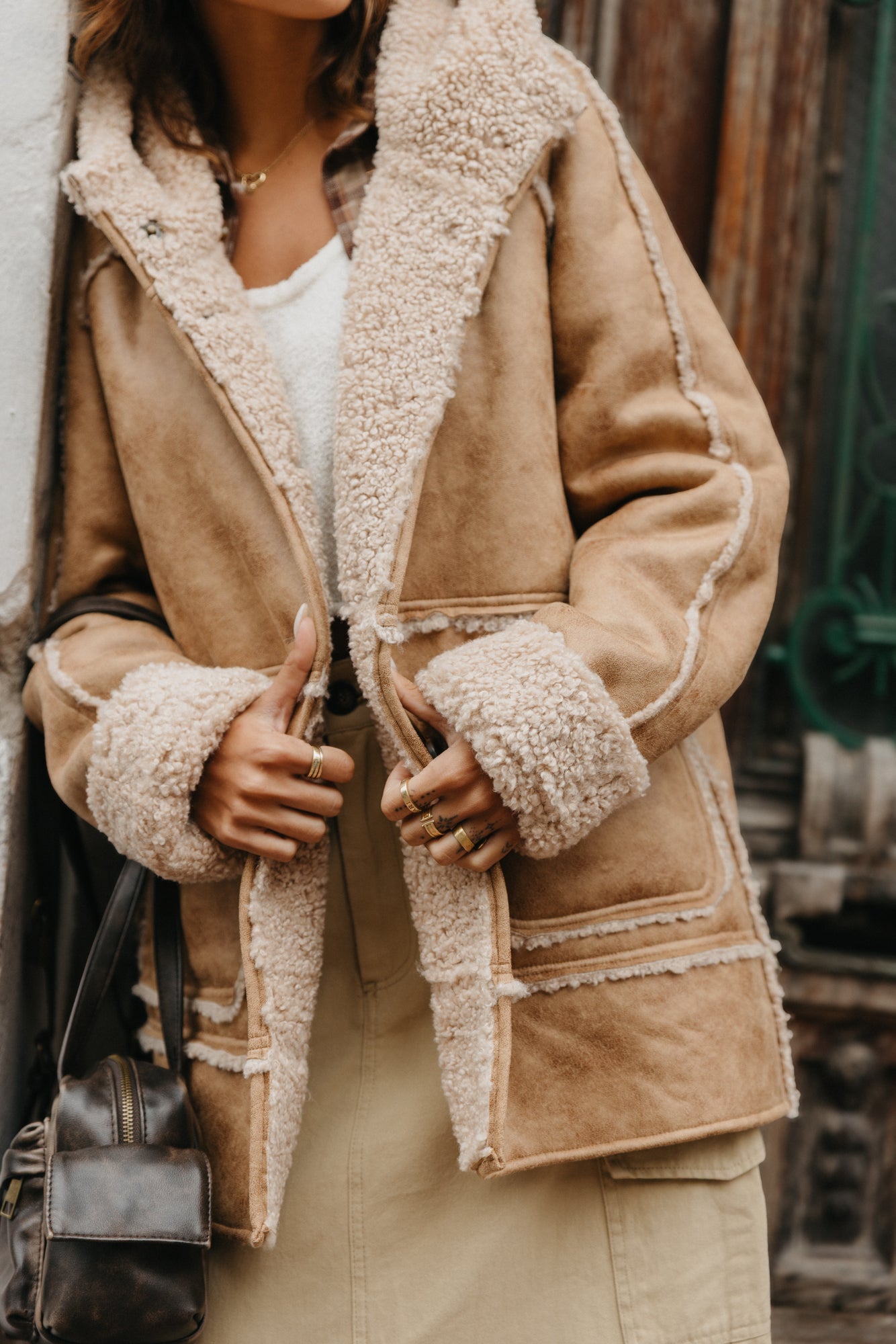 Wildway Sherpa Suede Jacket Unisex - Light Brown