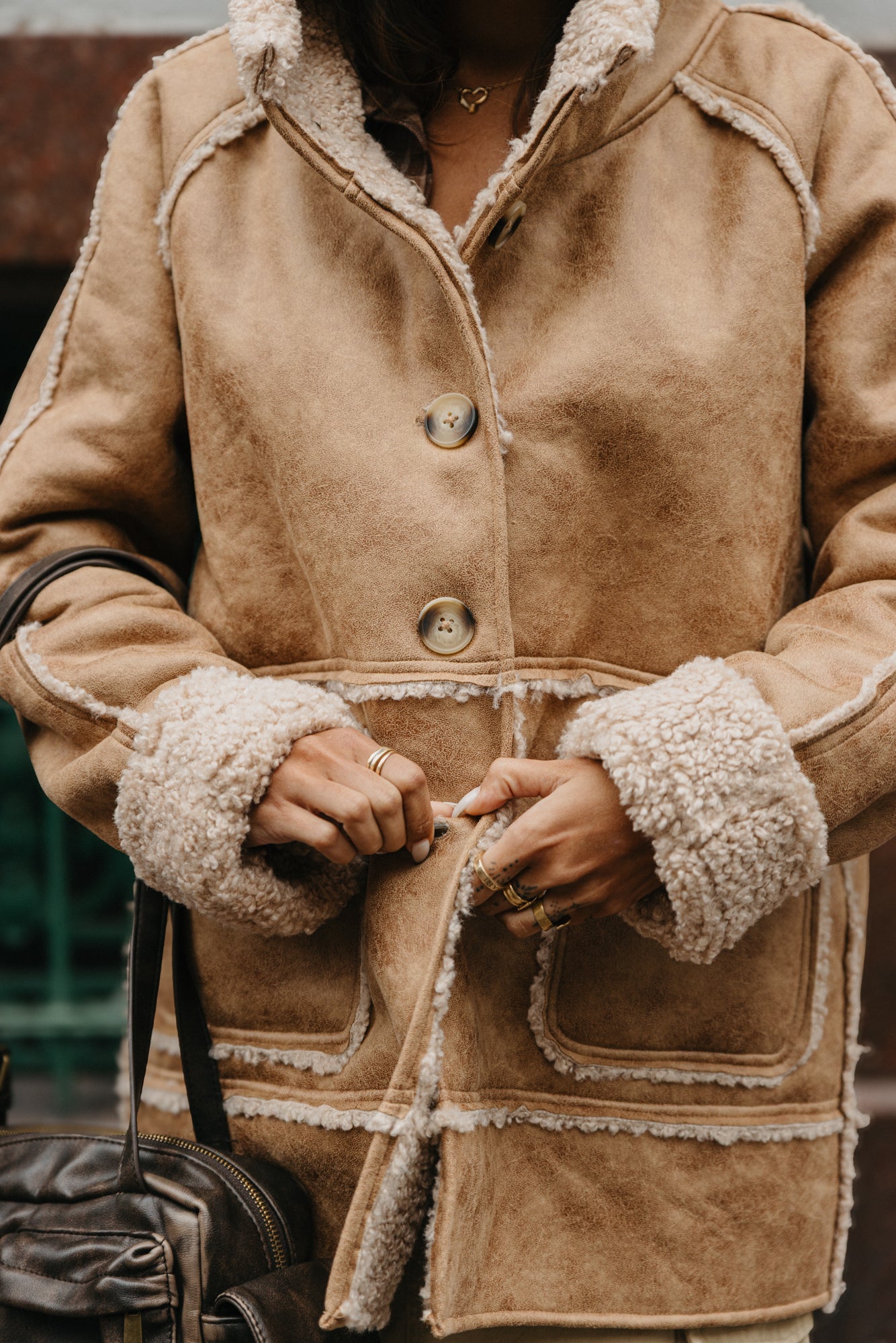 Wildway Sherpa Suede Jacket Unisex - Light Brown