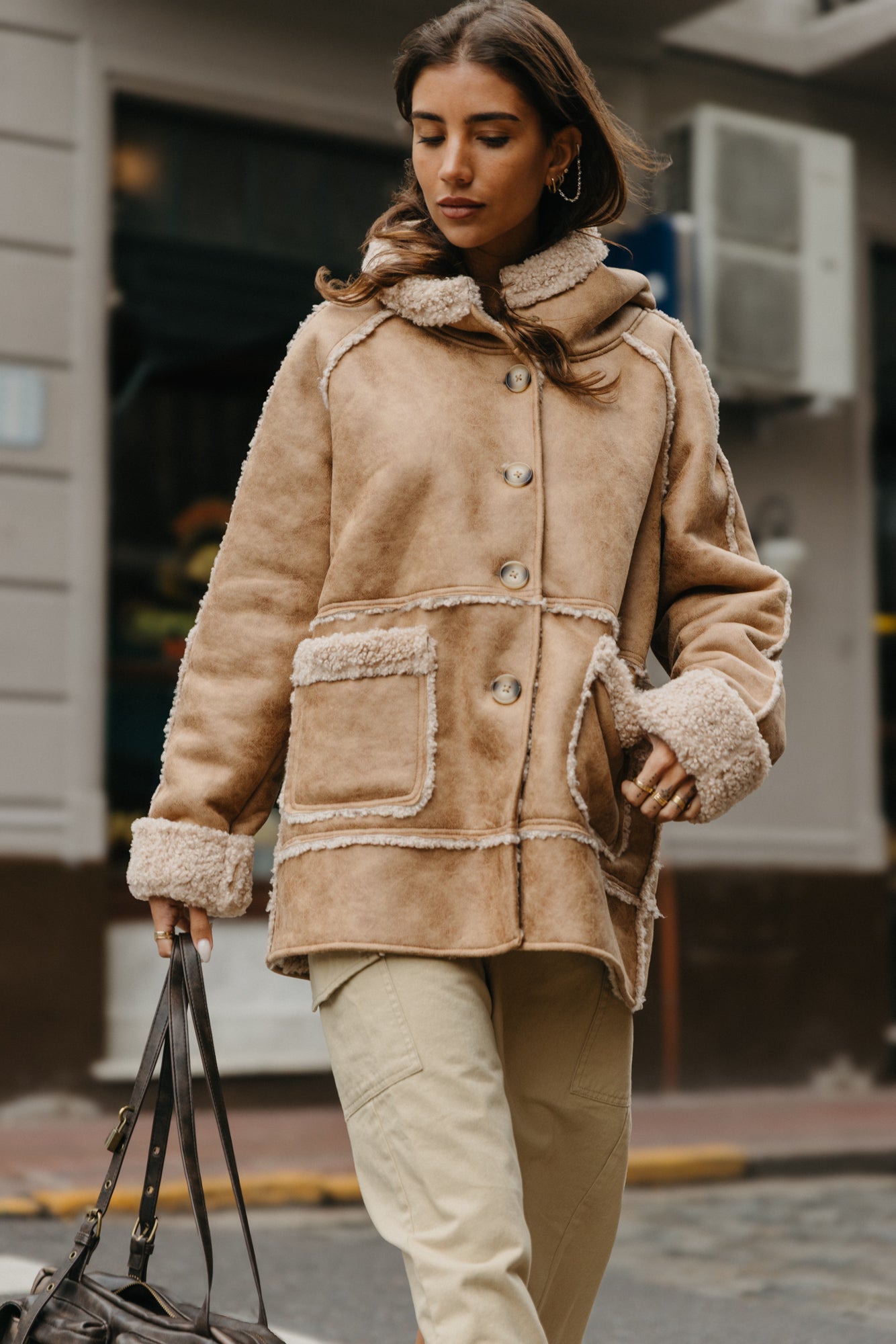 Wildway Sherpa Suede Jacket Unisex - Light Brown