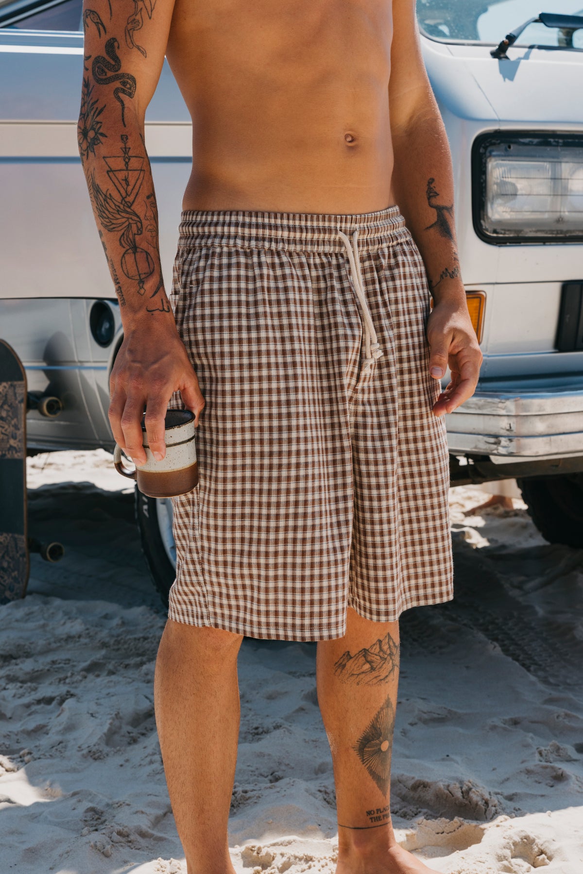 Chef Plaid Shorts - Brown and Cream