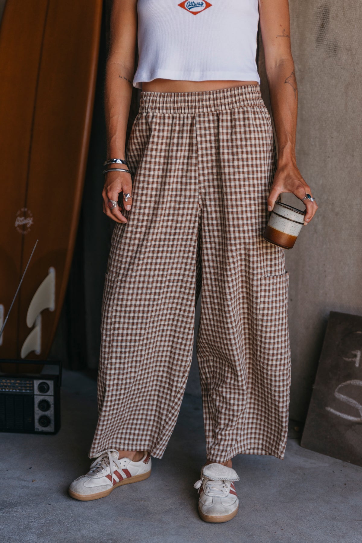 Chef Ottway Pants Unisex - Brown and Cream Plaid