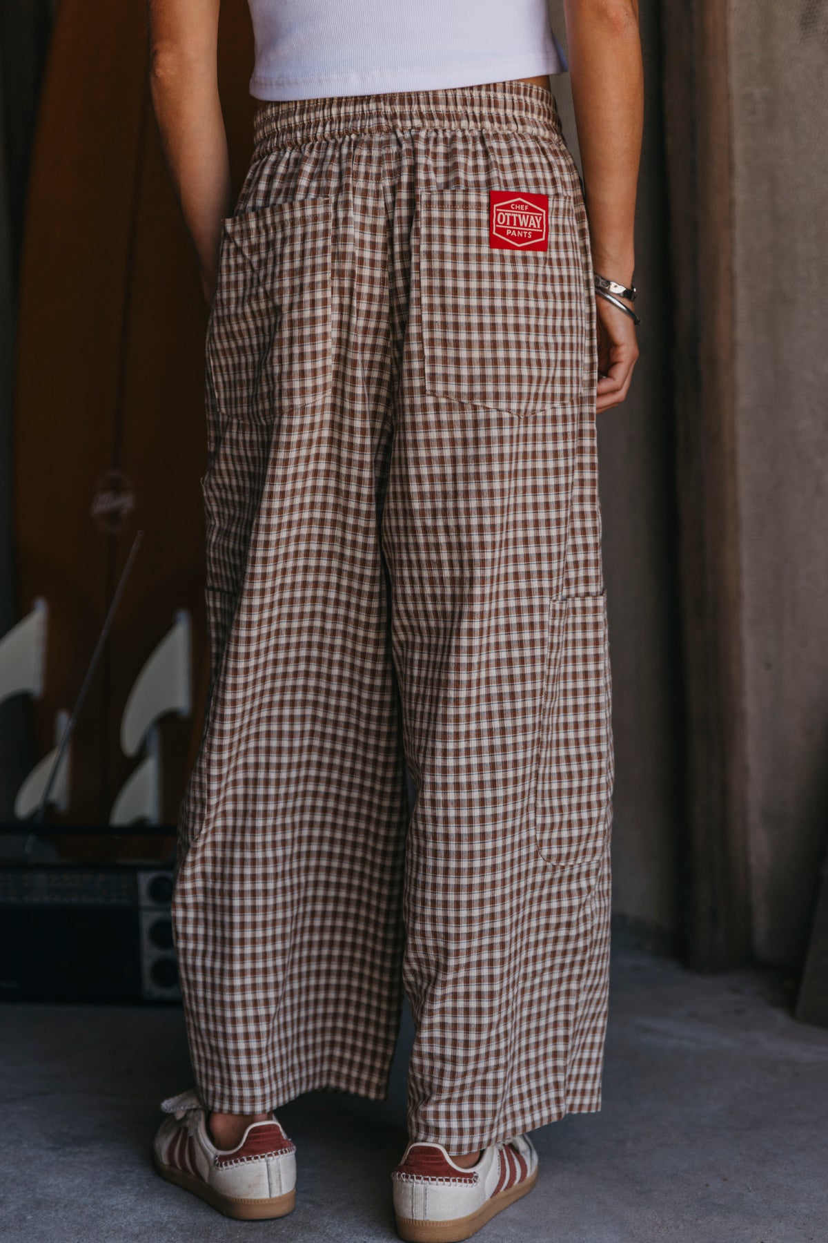 Chef Ottway Pants Unisex - Brown and Cream Plaid