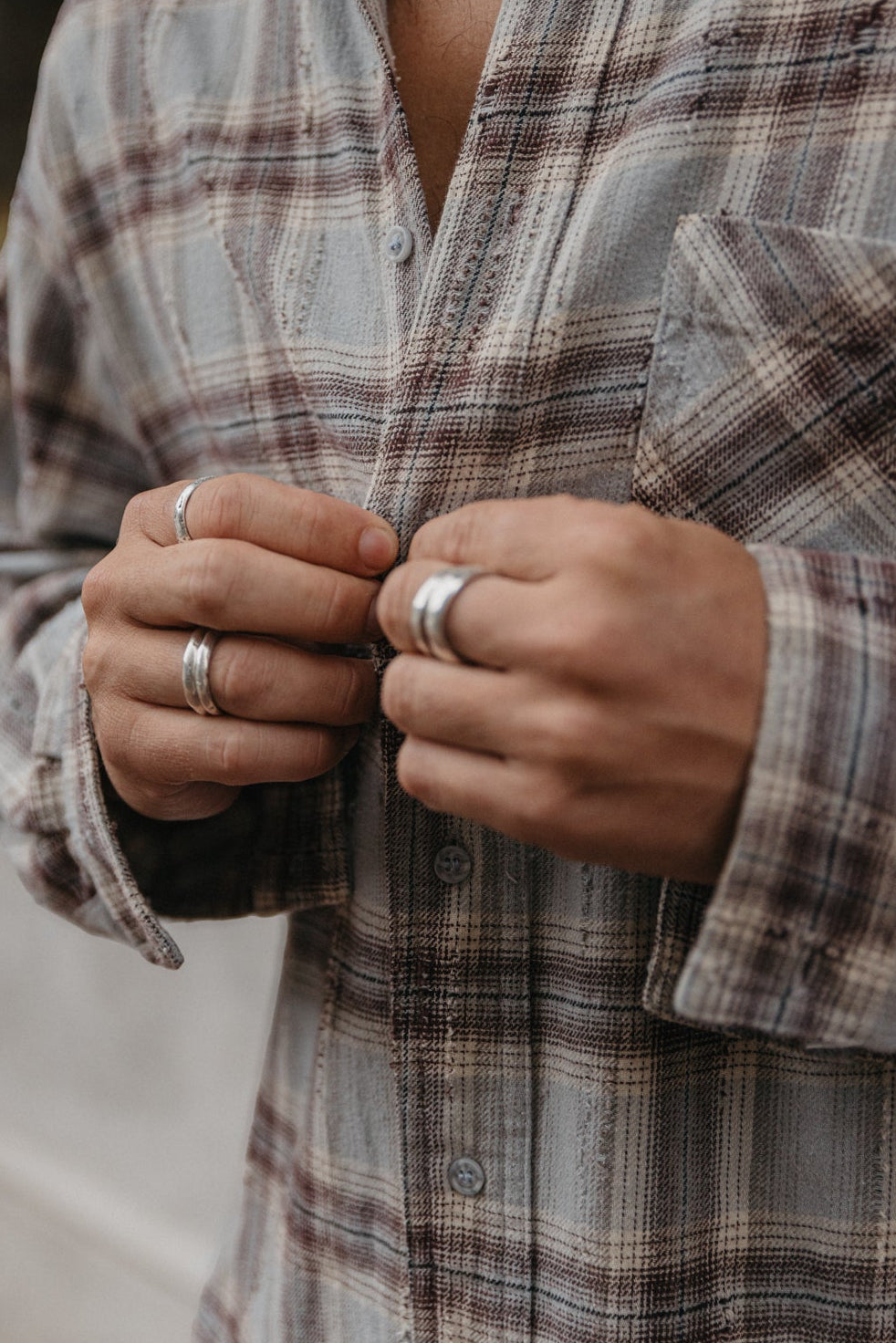 Evans Plaid Shirt - Distressed Blue Grey