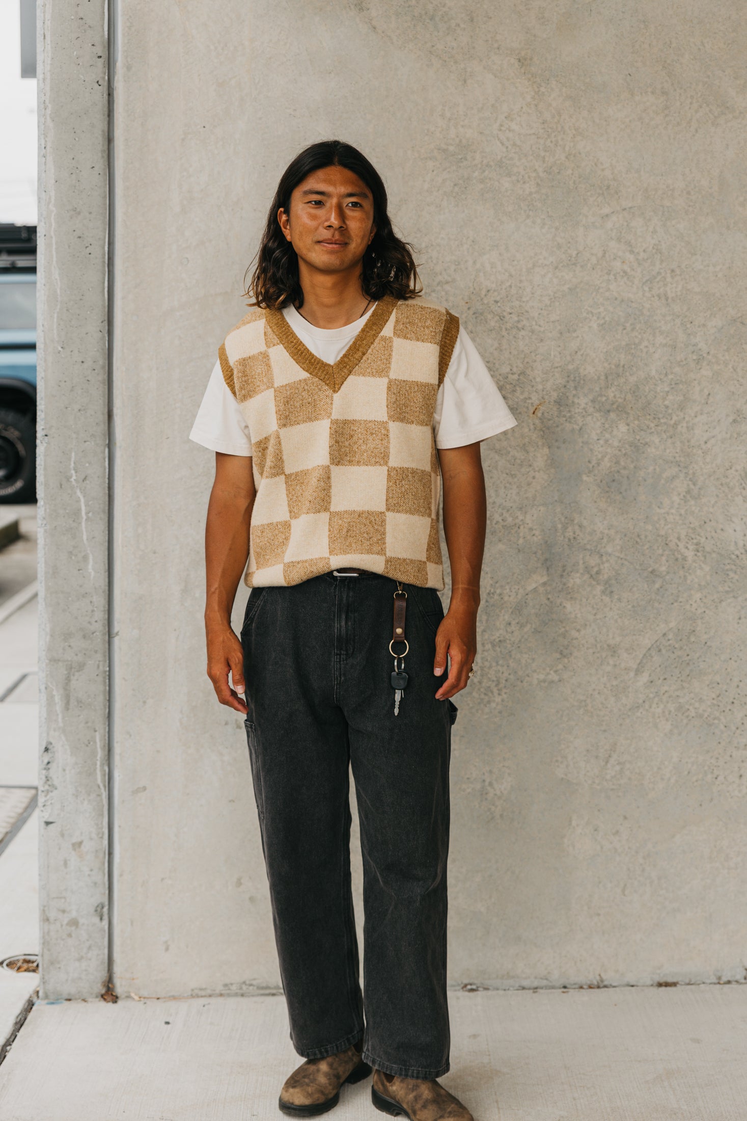アーチー - ブラウンチェック柄ベスト