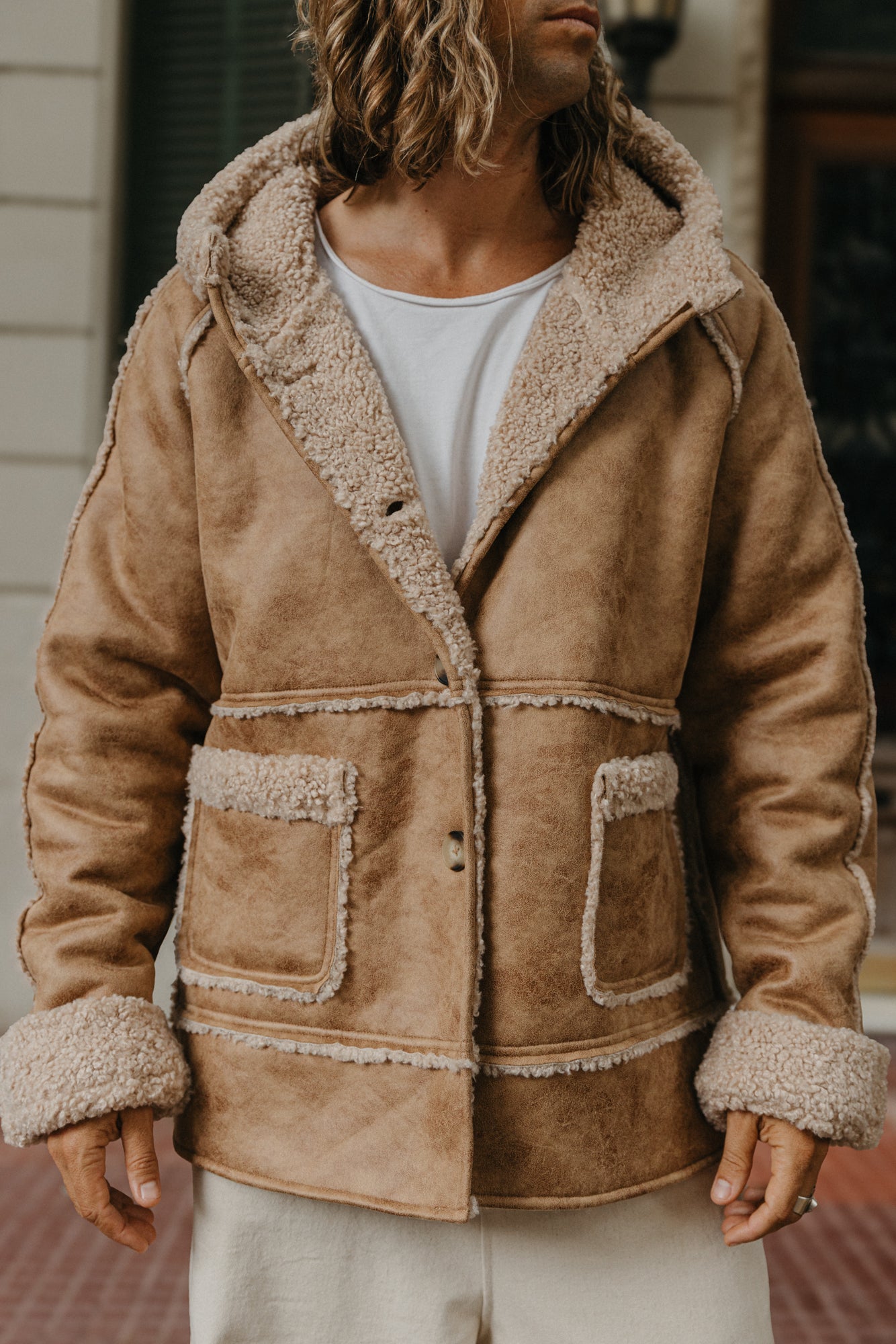 Wildway Sherpa Suede Jacket - Light Brown