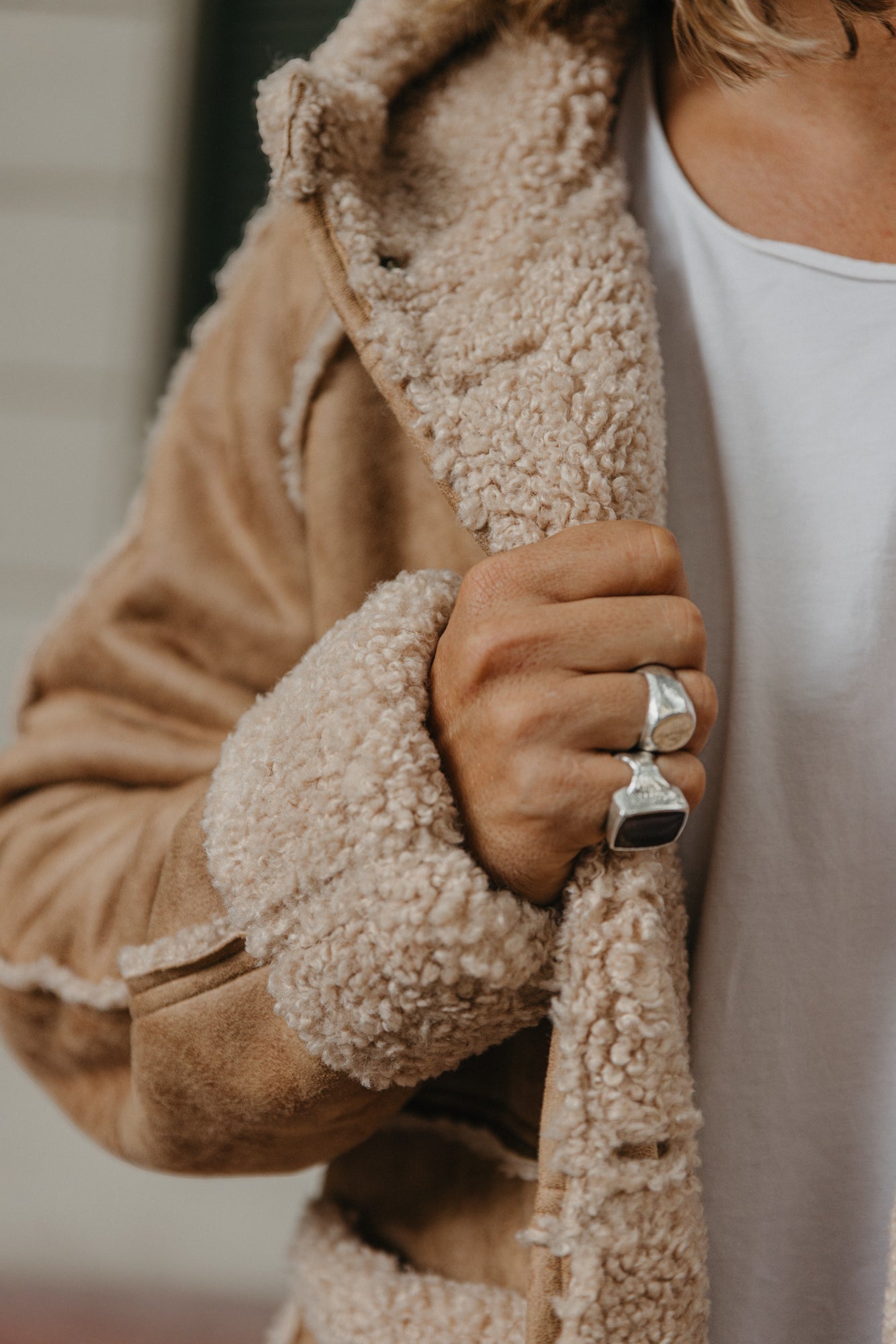 Wildway Sherpa Suede Jacket - Light Brown