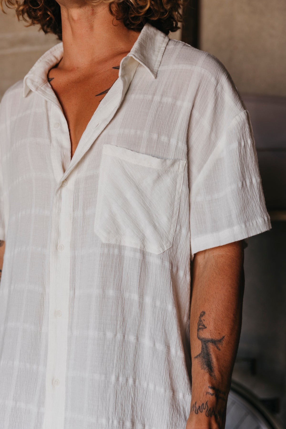 Seabreeze - White Plaid Short Sleeve Shirt